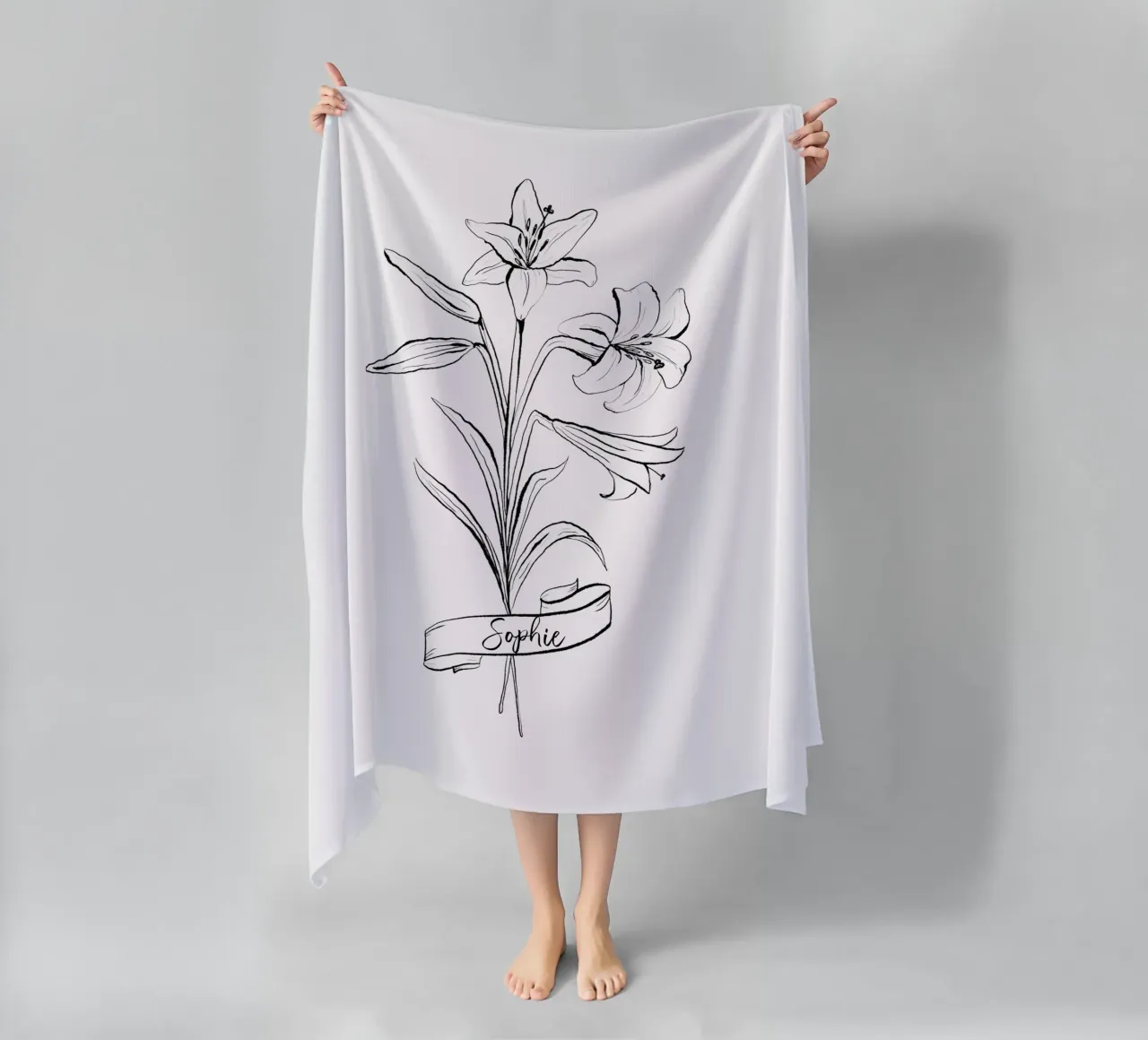 Lilium Flowers Bouquet with Name or Quote telo mare da anisillustration