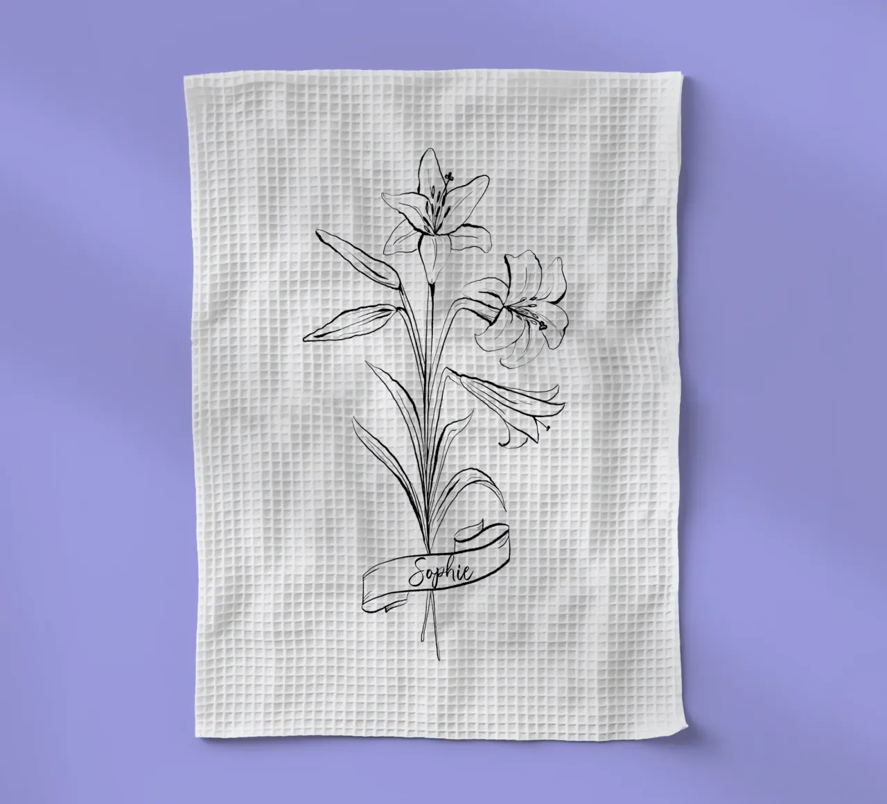 Lilium Flowers Bouquet with Name or Quote canovaccio da cucina da anisillustration