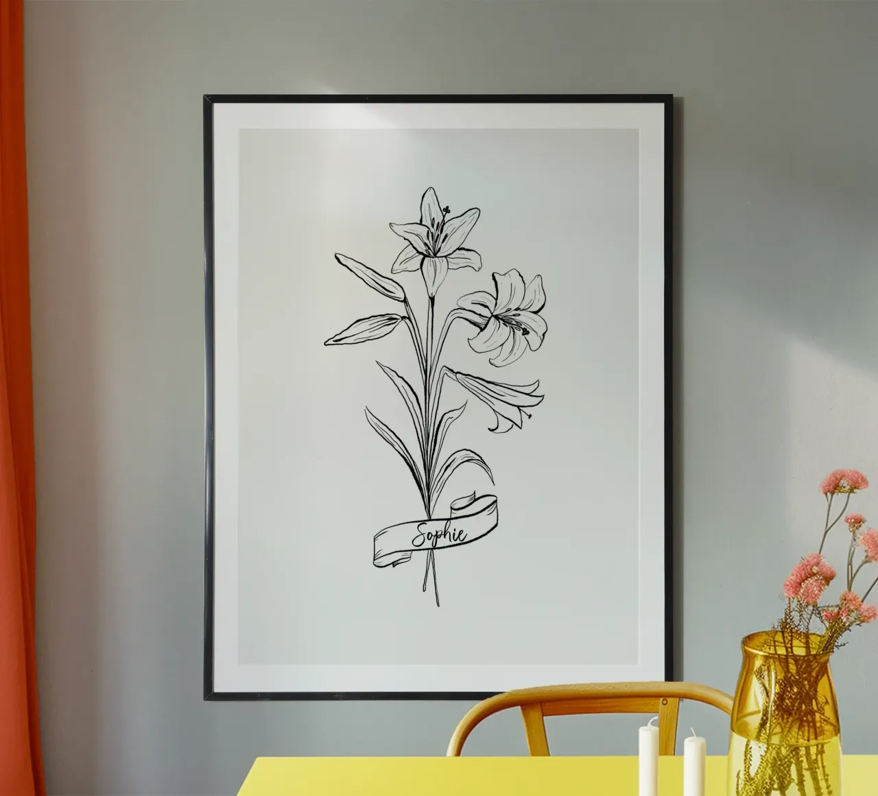 Lilium Flowers Bouquet with Name or Quote poster da anisillustration