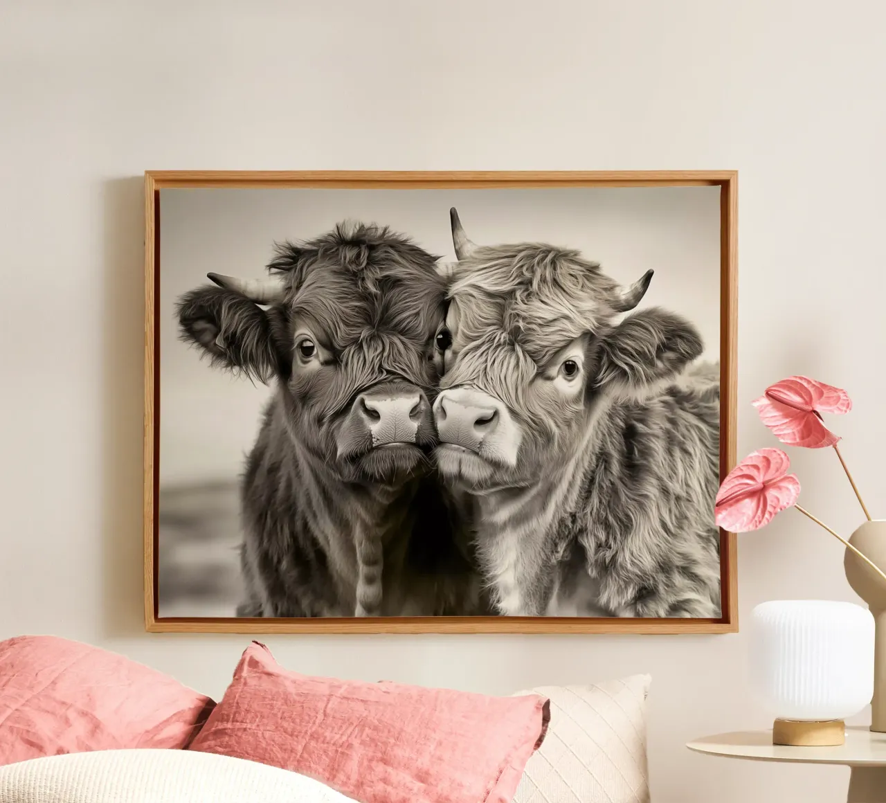 Highland Cattle Love | attachment and affection canvas with Floater frame by Autofocus