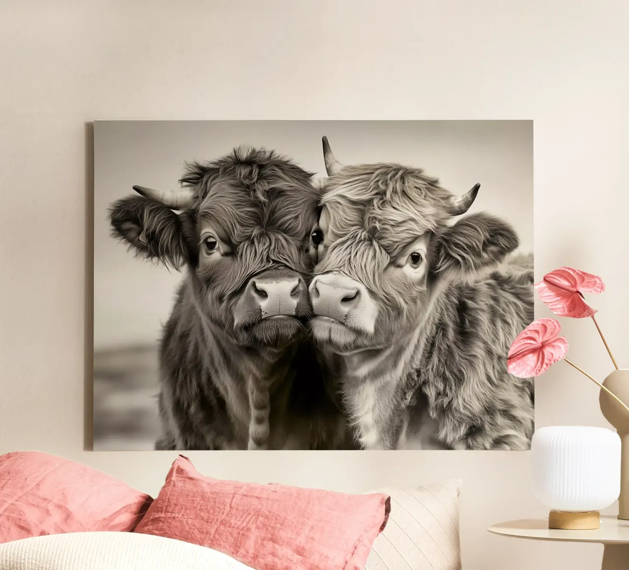 Highland Cattle Love | attachment and affection canvas with Floater frame by Autofocus
