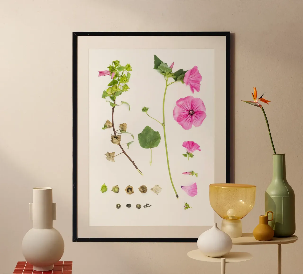 Pink Malve poster con telaio in plastica da Curious Collections by Marielle Leenders