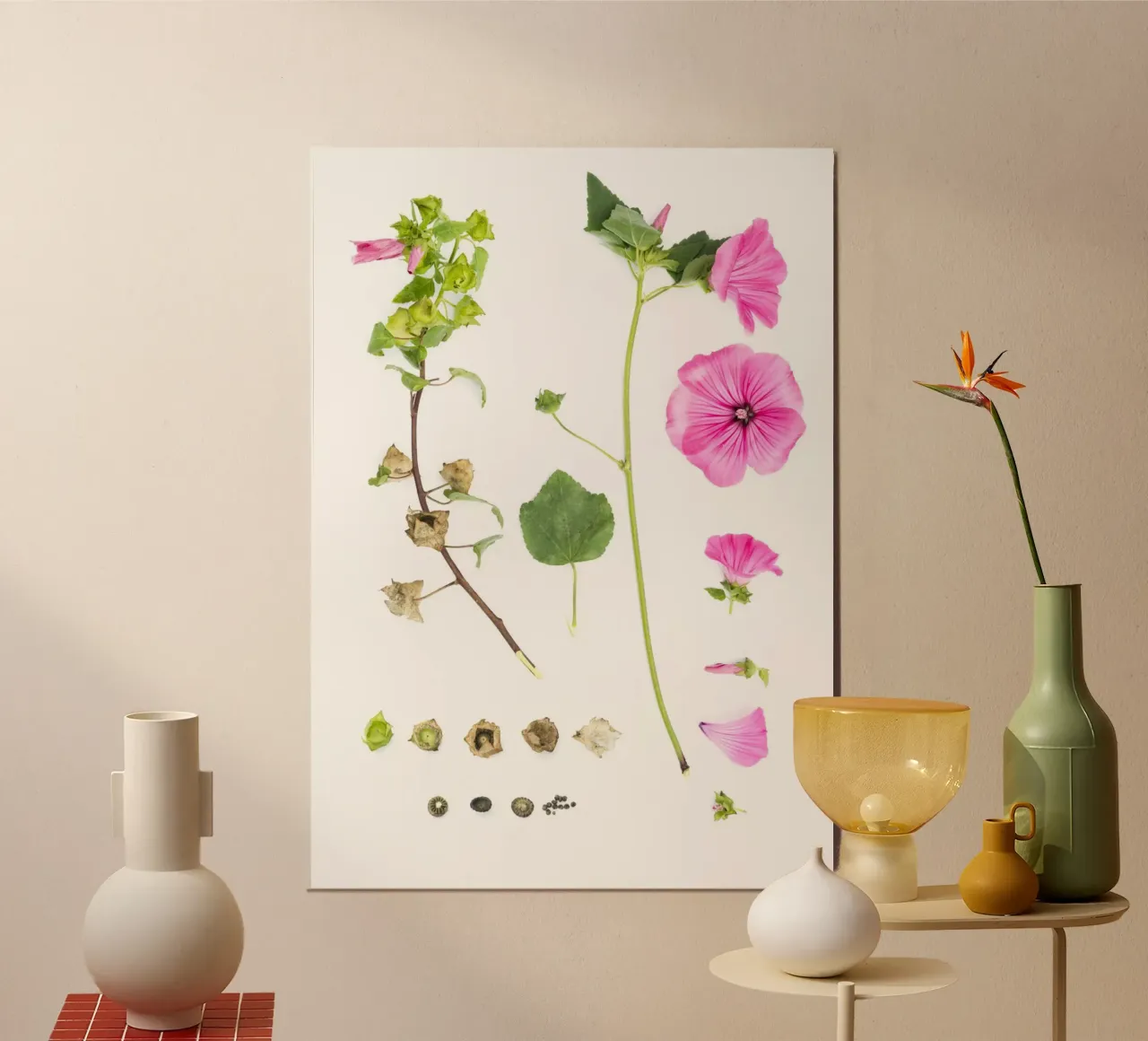 Pink Malve poster con telaio in plastica da Curious Collections by Marielle Leenders
