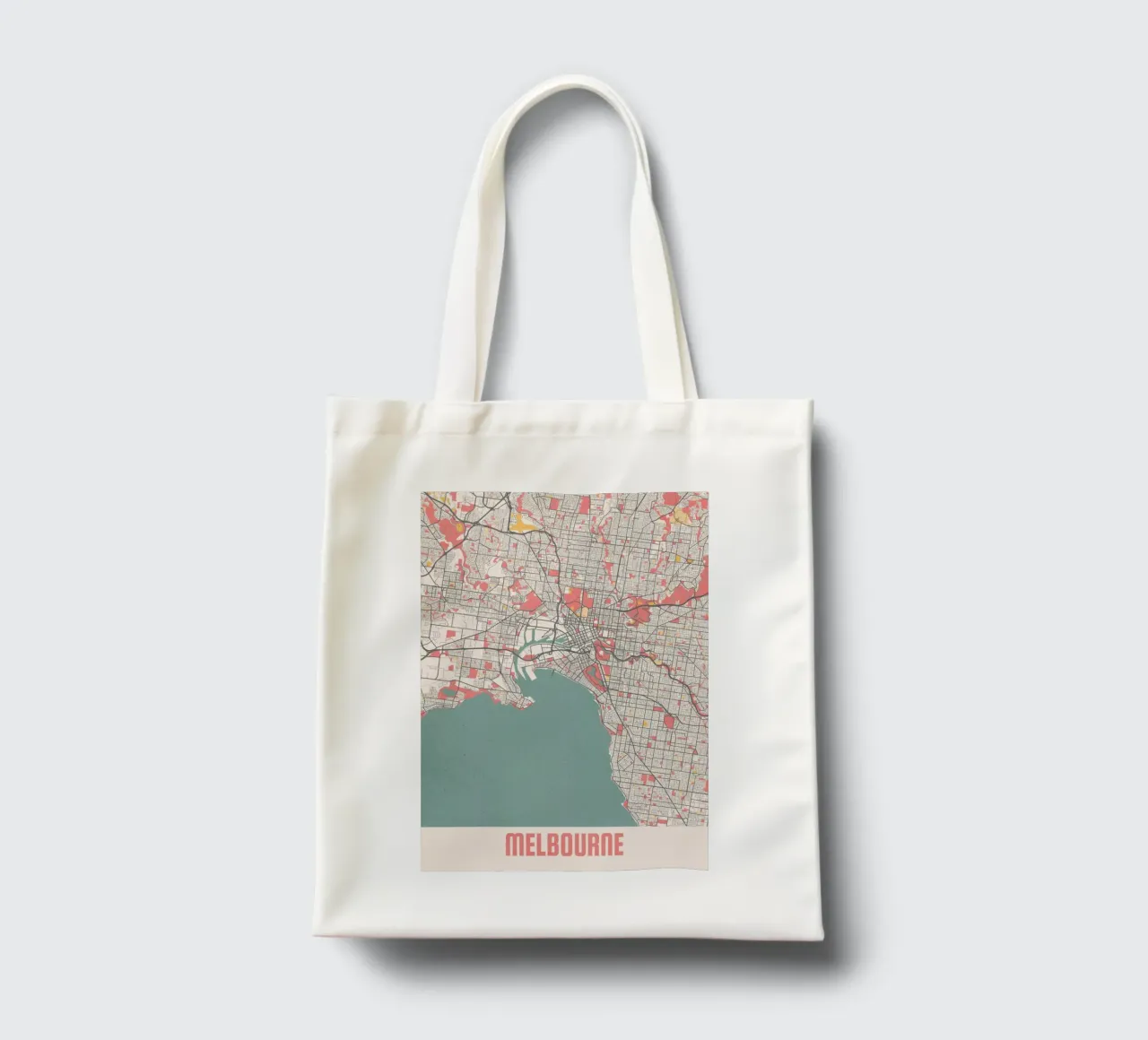 Ontdek Melbourne - Stijlvolle stadsplattegrond in FineArt-ontwerp jute draagtas van MOOODZART