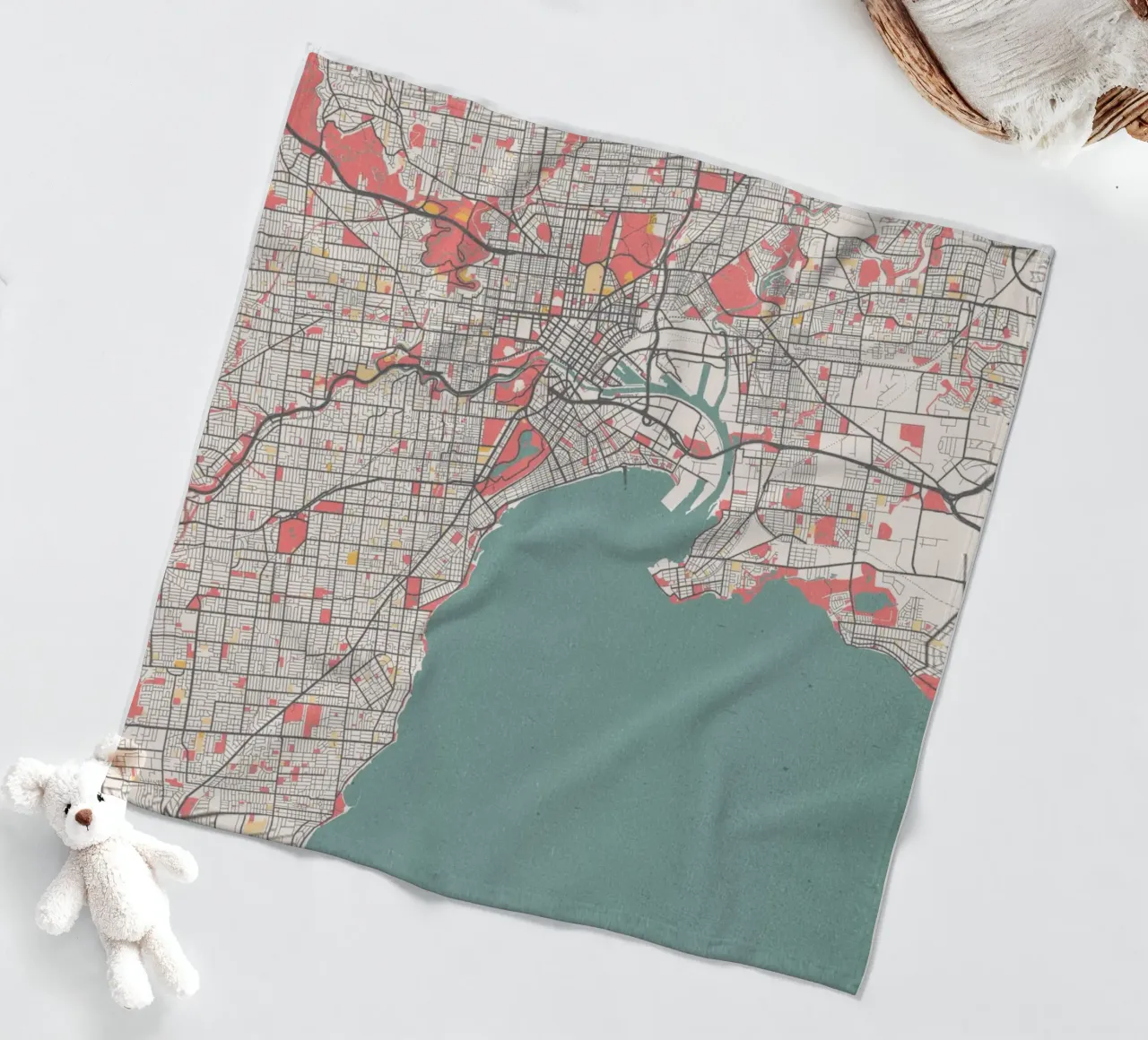 Ontdek Melbourne - Stijlvolle stadsplattegrond in FineArt-ontwerp fleecedeken van MOOODZART