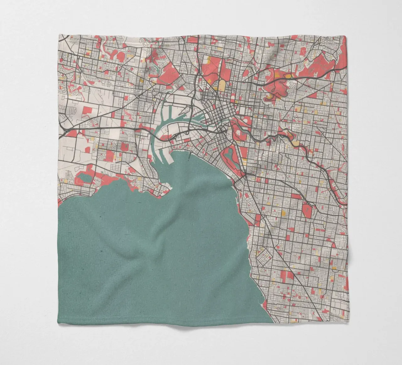 Ontdek Melbourne - Stijlvolle stadsplattegrond in FineArt-ontwerp fleecedeken van MOOODZART