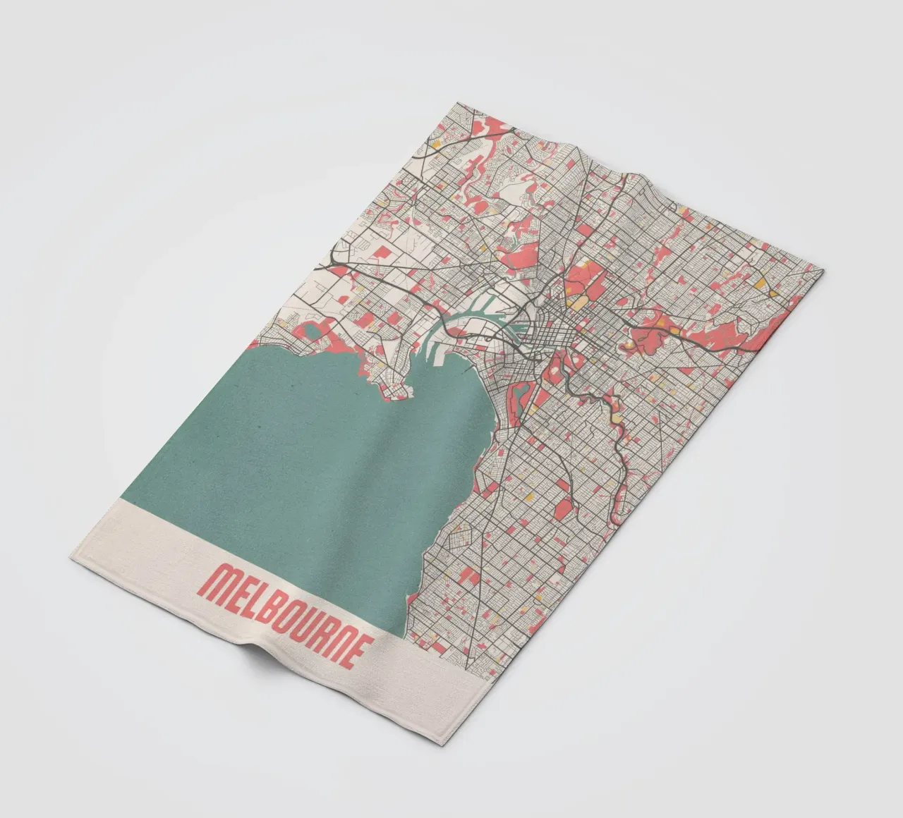 Ontdek Melbourne - Stijlvolle stadsplattegrond in FineArt-ontwerp fleecedeken van MOOODZART