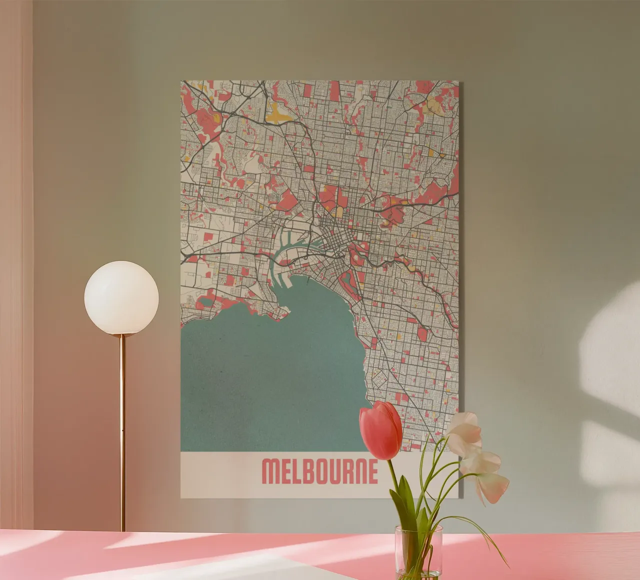 Discover Melbourne - Stylish city map in FineArt design acrylic glass by MOOODZART