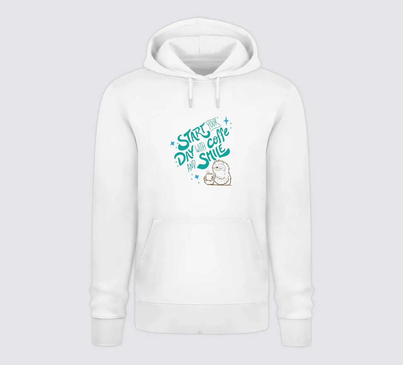 Iniziare la giornata con un caffè e un sorriso felpa con cappuccio da Gunawan Rb