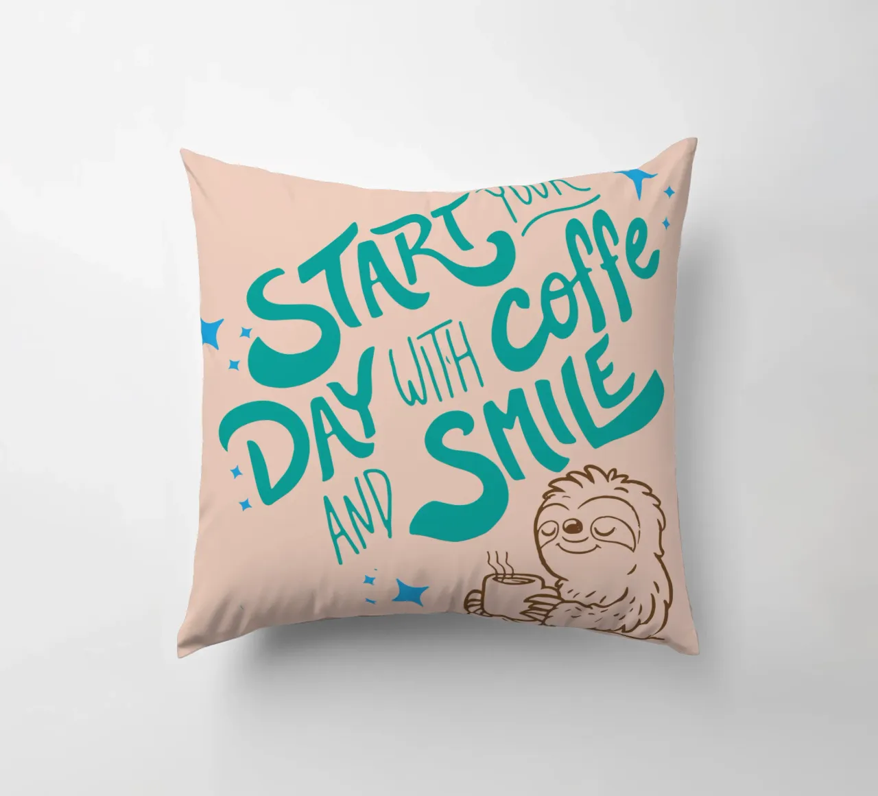 Iniziare la giornata con un caffè e un sorriso cuscino da Gunawan Rb