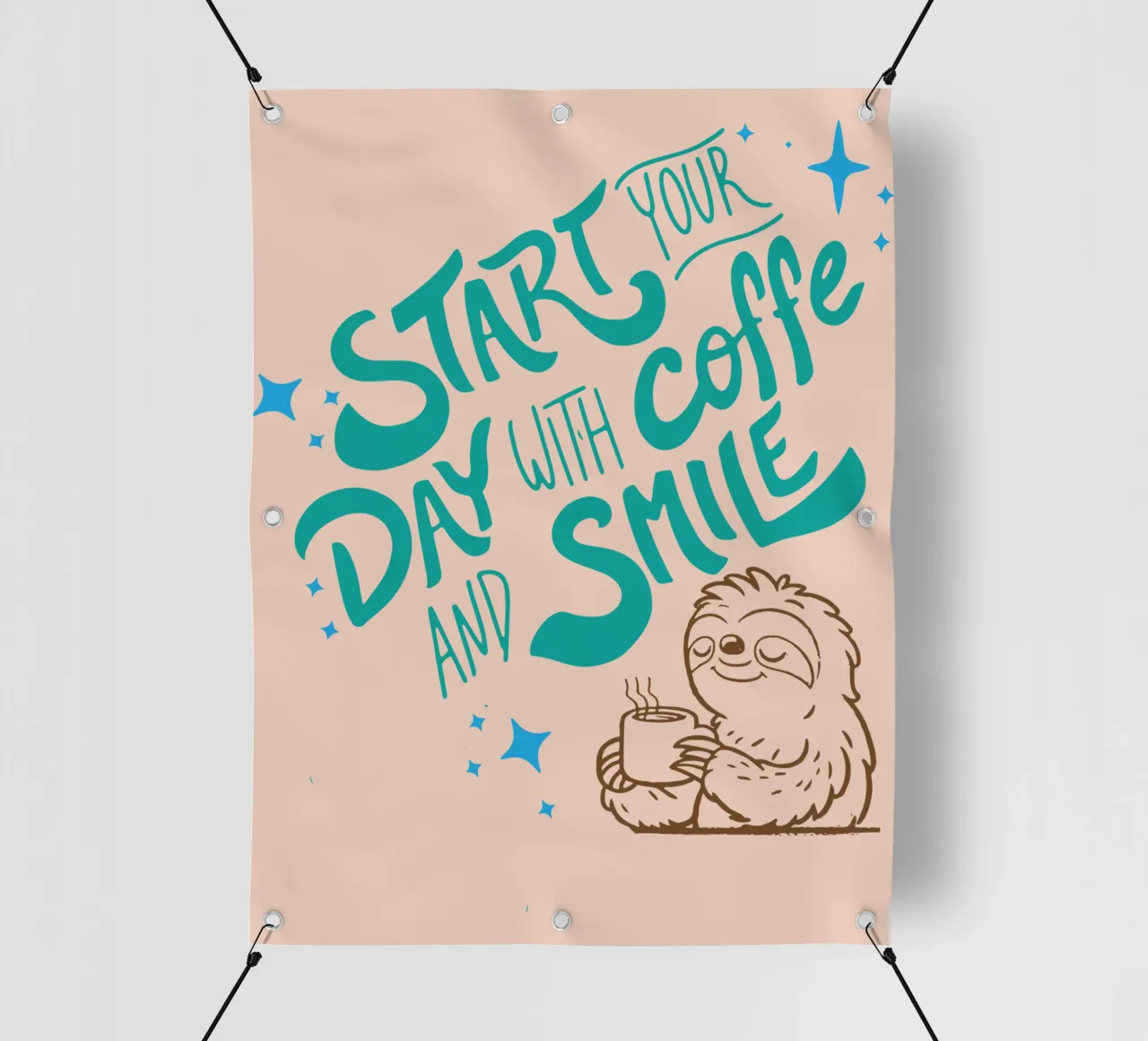 Iniziare la giornata con un caffè e un sorriso telo in pvc da Gunawan Rb