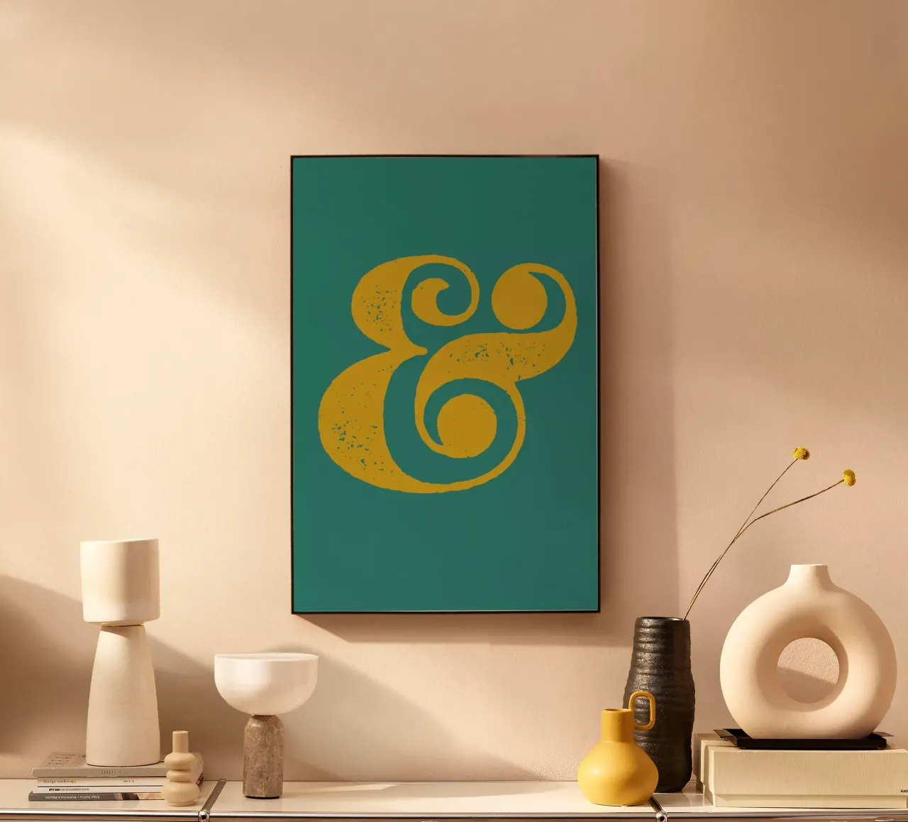 Ampersand Poster Blue and Yellow acrylic glass by Naxart