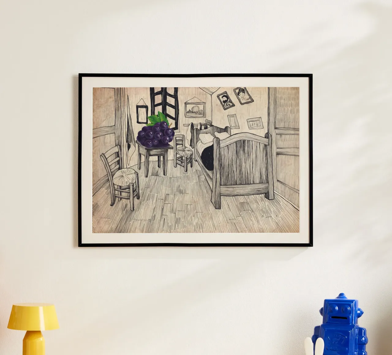 La camera da letto vuota poster con telaio in plastica da Artascy Art