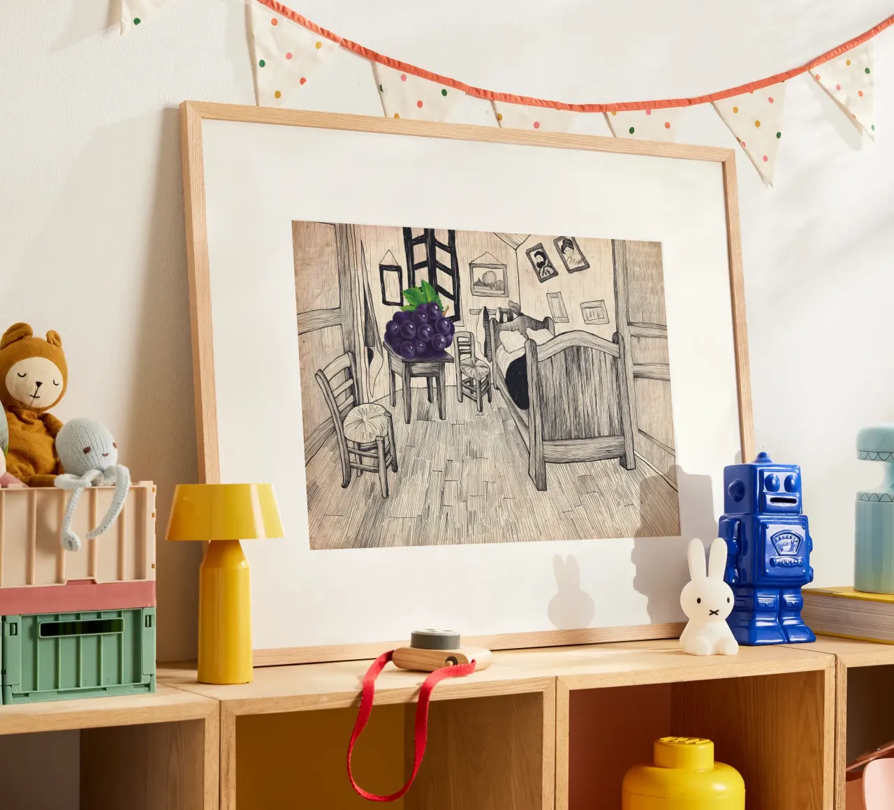 La camera da letto vuota poster con telaio in plastica da Artascy Art