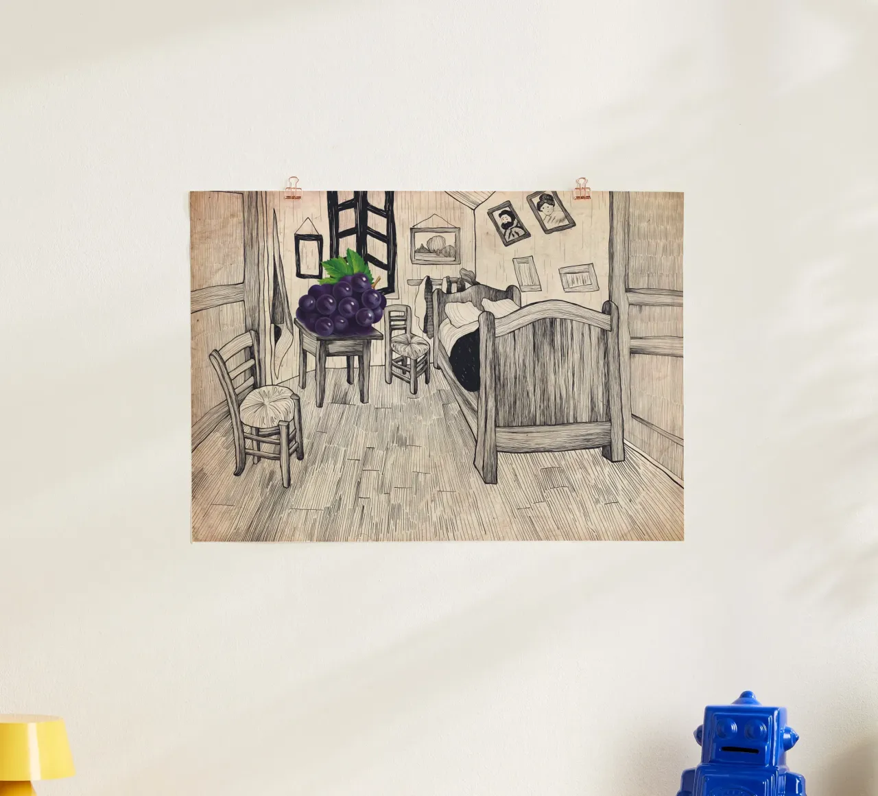 La camera da letto vuota poster con telaio in plastica da Artascy Art