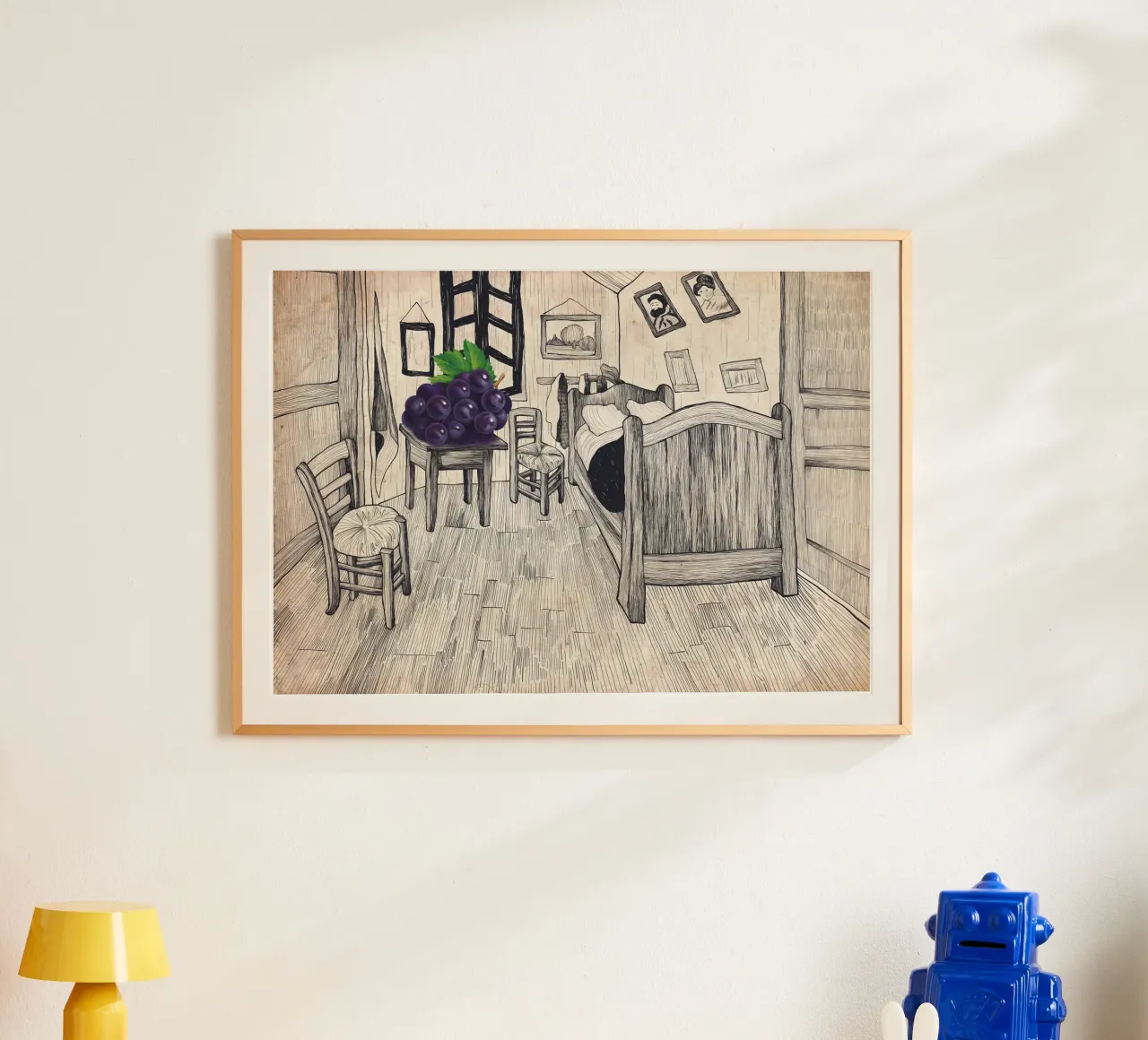 La camera da letto vuota poster con telaio in plastica da Artascy Art