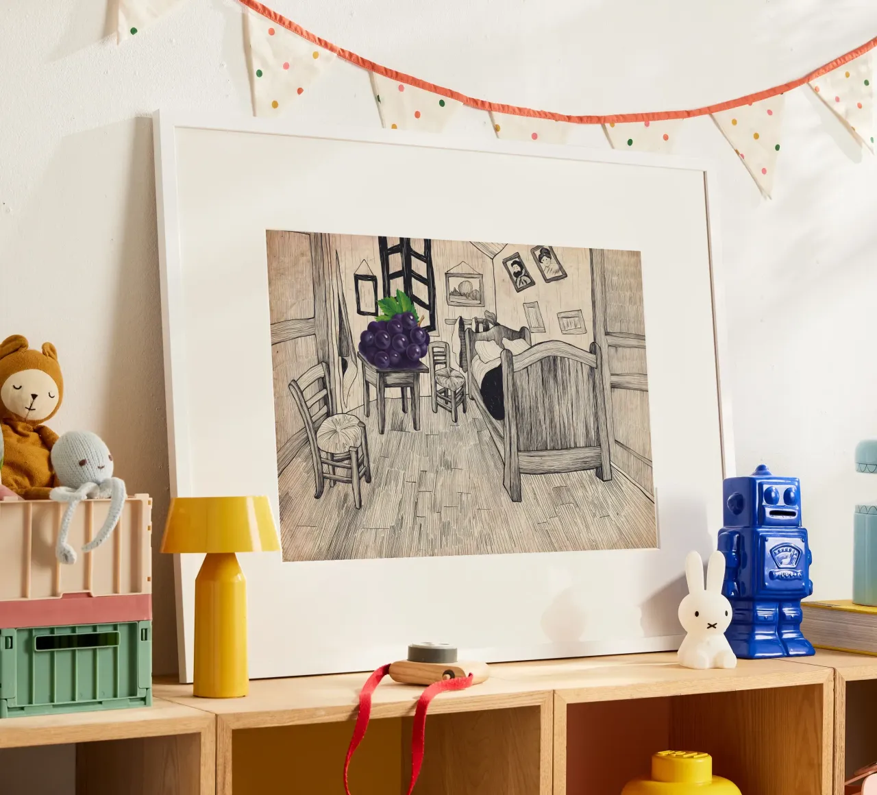 La camera da letto vuota poster con telaio in plastica da Artascy Art