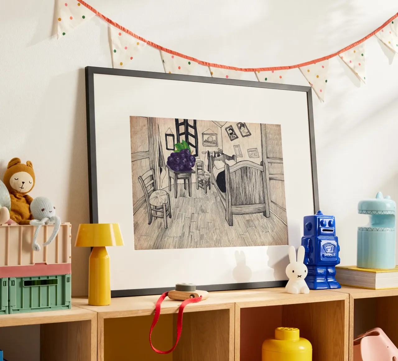 La camera da letto vuota poster con telaio in plastica da Artascy Art
