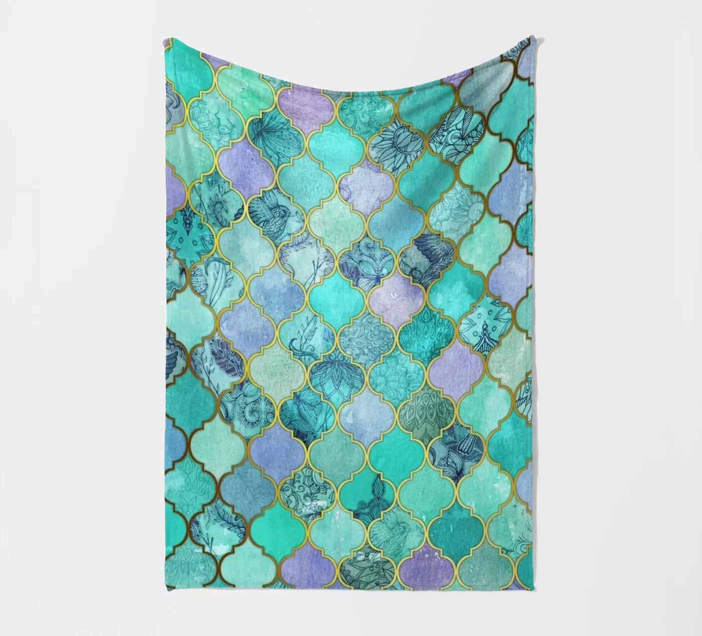 Mint Moroccan Tile Pattern plaid polaire de Micklyn Le Feuvre