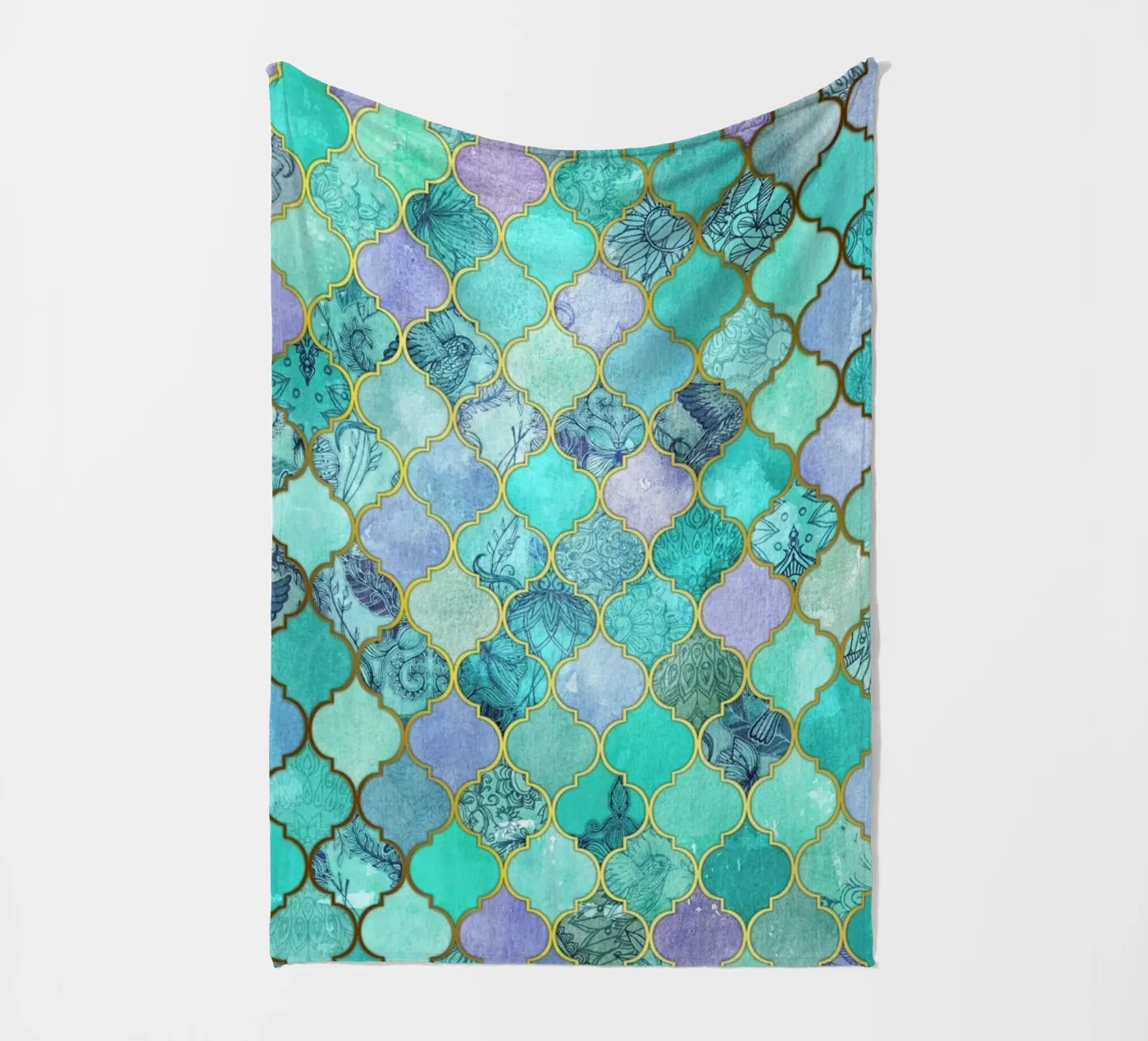 Mint Moroccan Tile Pattern coperta in pile da Micklyn Le Feuvre