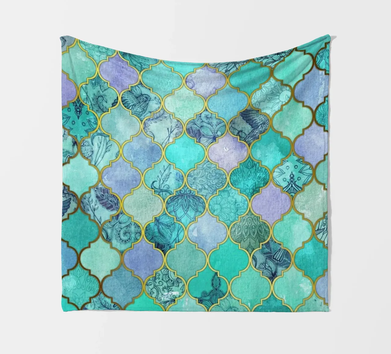 Mint Moroccan Tile Pattern coperta in pile da Micklyn Le Feuvre