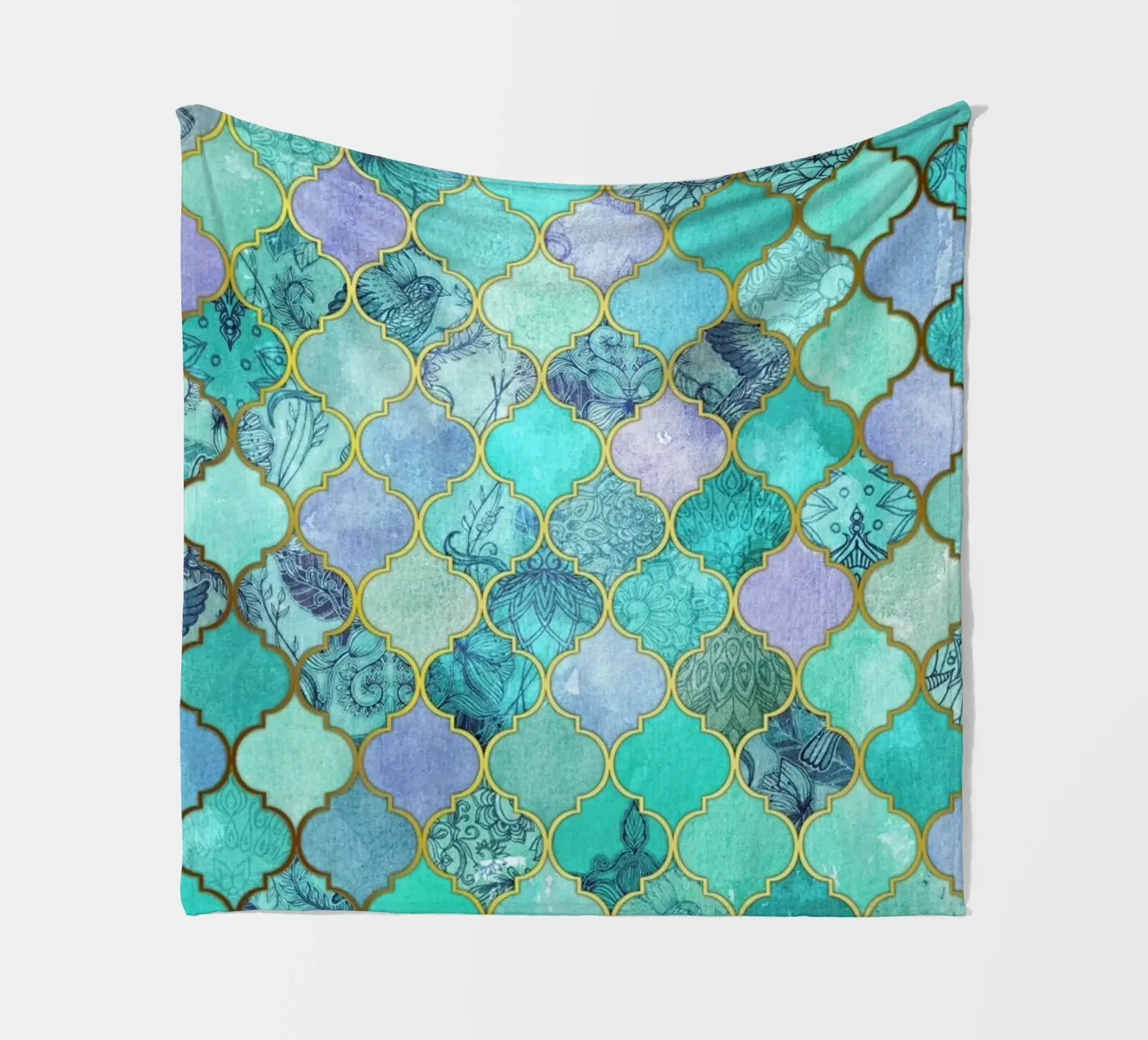 Mint Moroccan Tile Pattern plaid polaire de Micklyn Le Feuvre