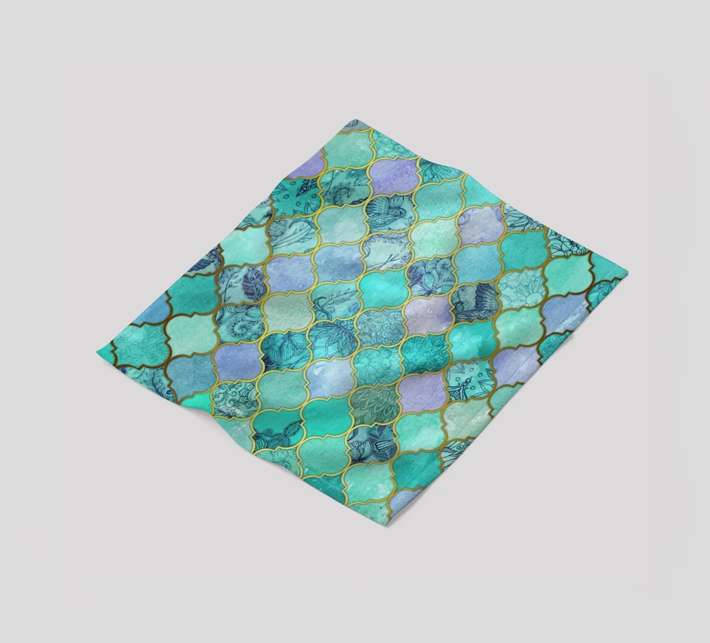 Mint Moroccan Tile Pattern plaid polaire de Micklyn Le Feuvre