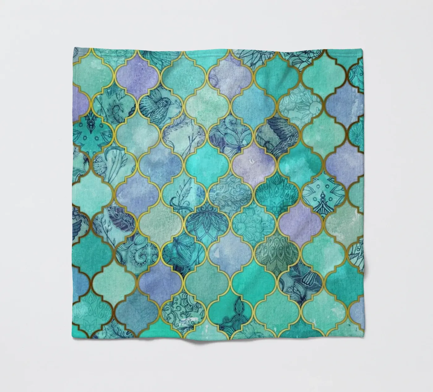 Mint Moroccan Tile Pattern plaid polaire de Micklyn Le Feuvre