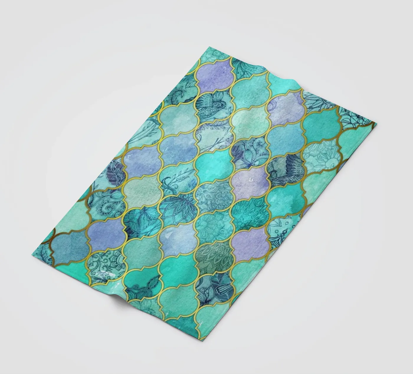 Mint Moroccan Tile Pattern plaid polaire de Micklyn Le Feuvre