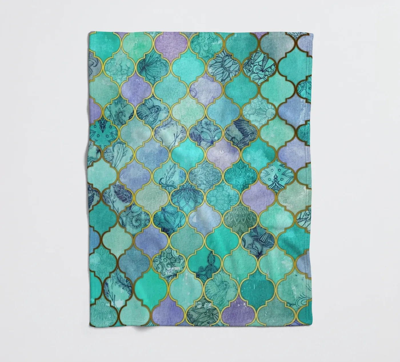 Mint Moroccan Tile Pattern plaid polaire de Micklyn Le Feuvre