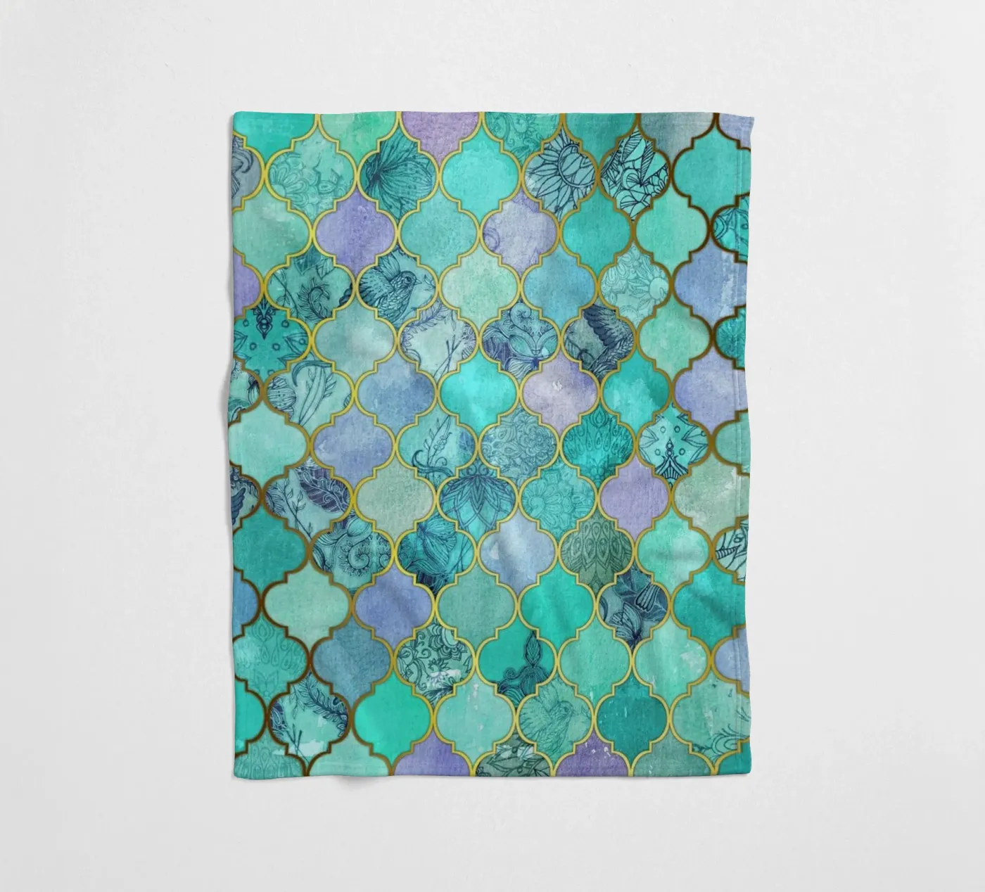 Mint Moroccan Tile Pattern plaid polaire de Micklyn Le Feuvre
