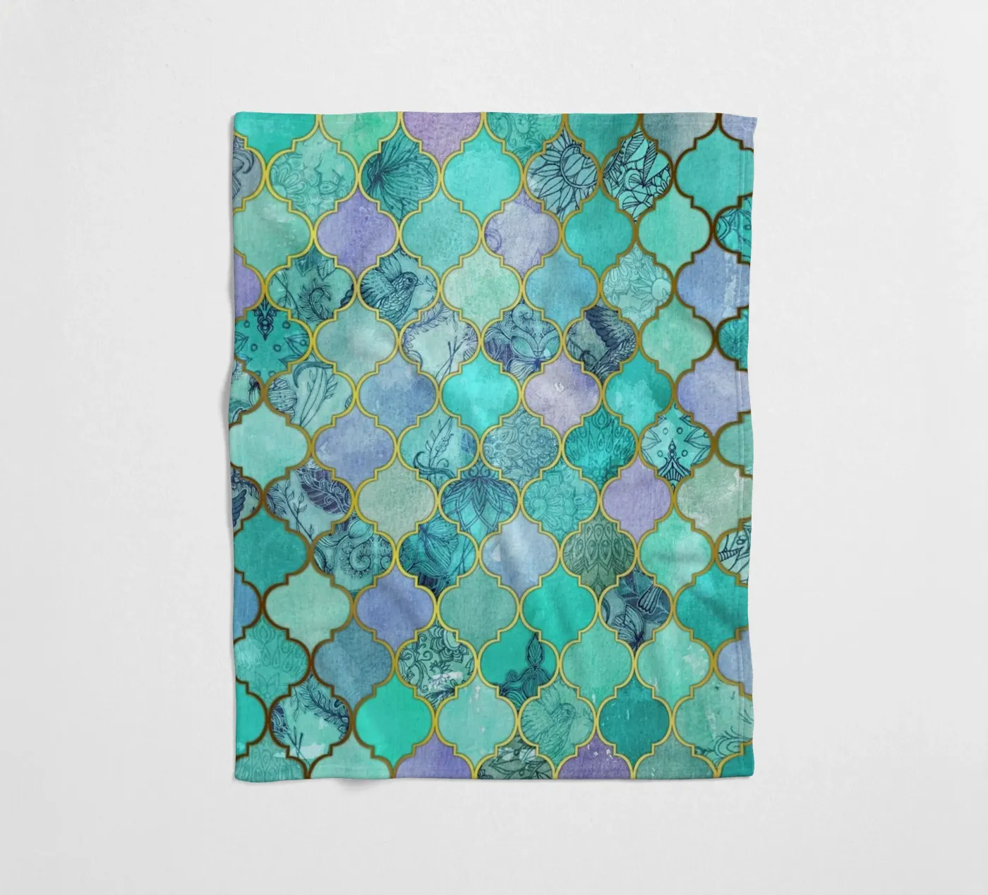 Mint Moroccan Tile Pattern coperta in pile da Micklyn Le Feuvre