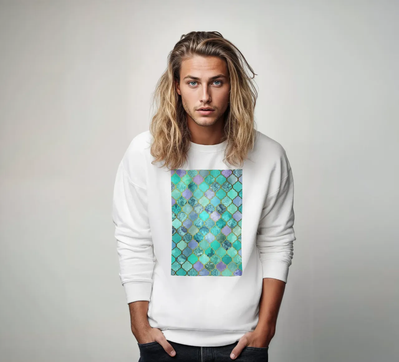 Mint Moroccan Tile Pattern felpa da Micklyn Le Feuvre
