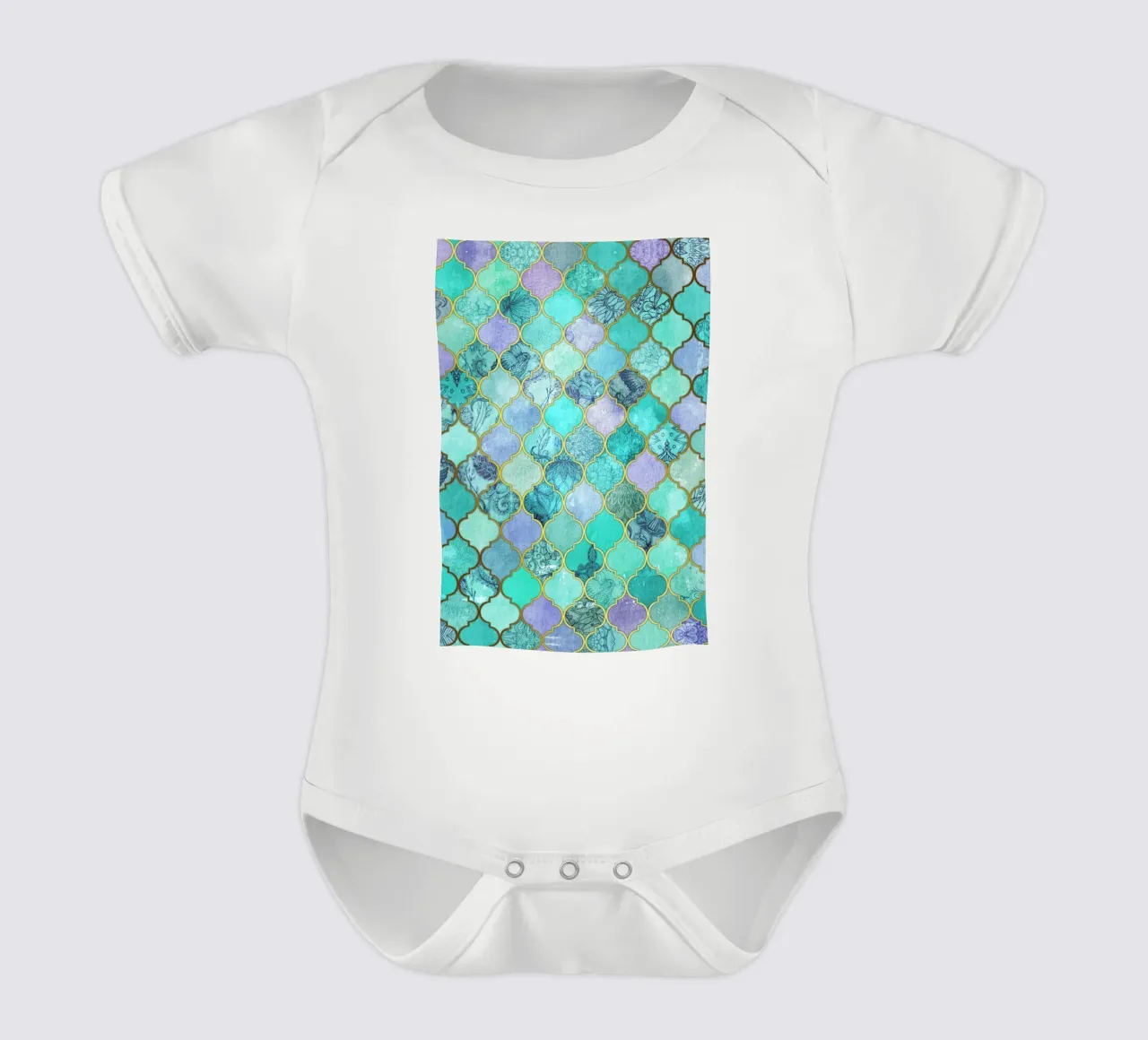 Mint Moroccan Tile Pattern body bébé de Micklyn Le Feuvre