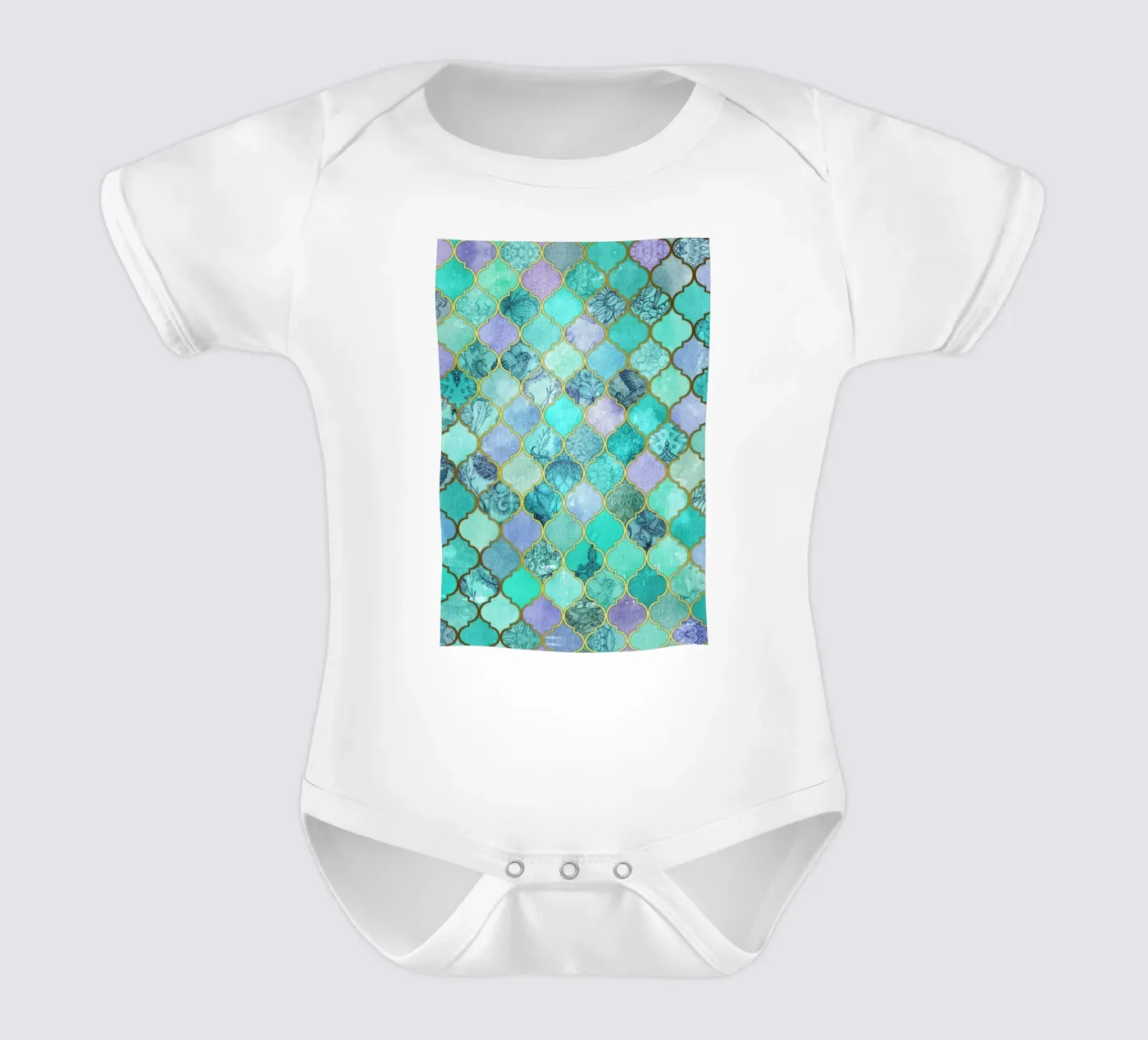 Mint Moroccan Tile Pattern body bébé de Micklyn Le Feuvre