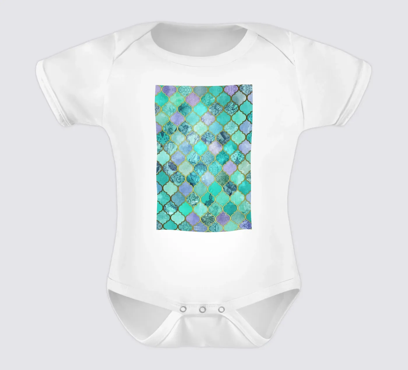 Mint Moroccan Tile Pattern body bébé de Micklyn Le Feuvre
