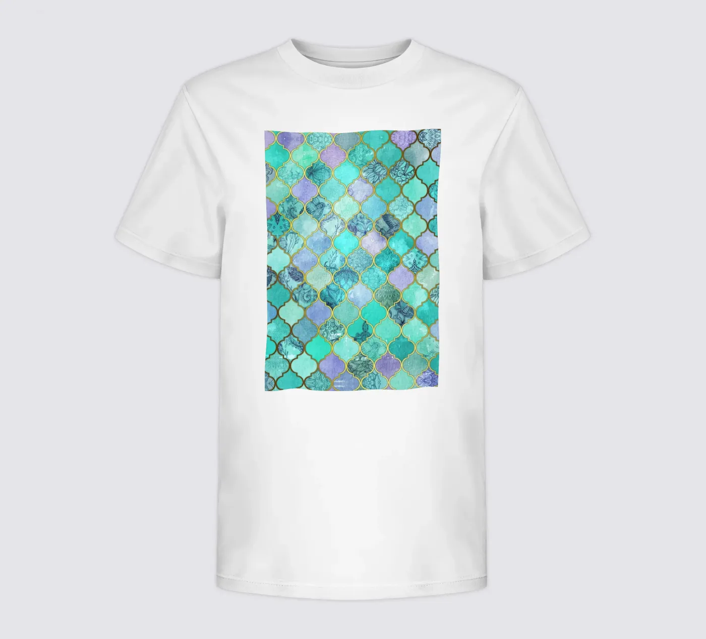 Mint Moroccan Tile Pattern t-shirt bambini da Micklyn Le Feuvre
