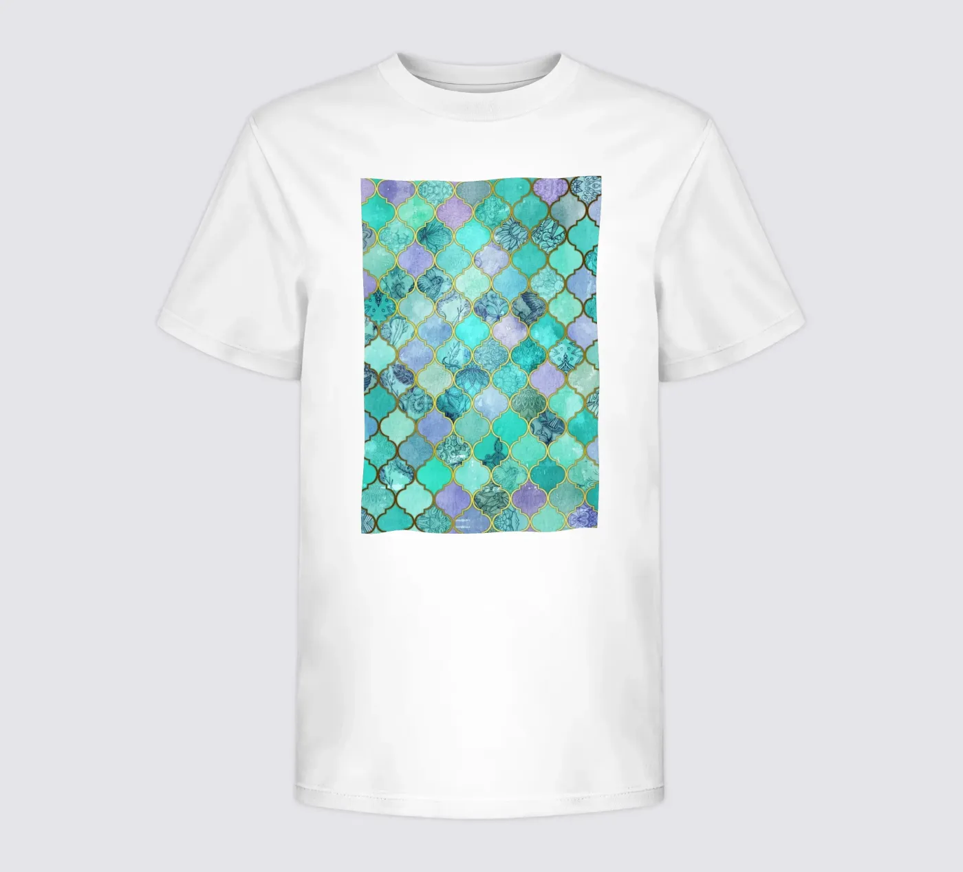 Mint Moroccan Tile Pattern t-shirt bambini da Micklyn Le Feuvre
