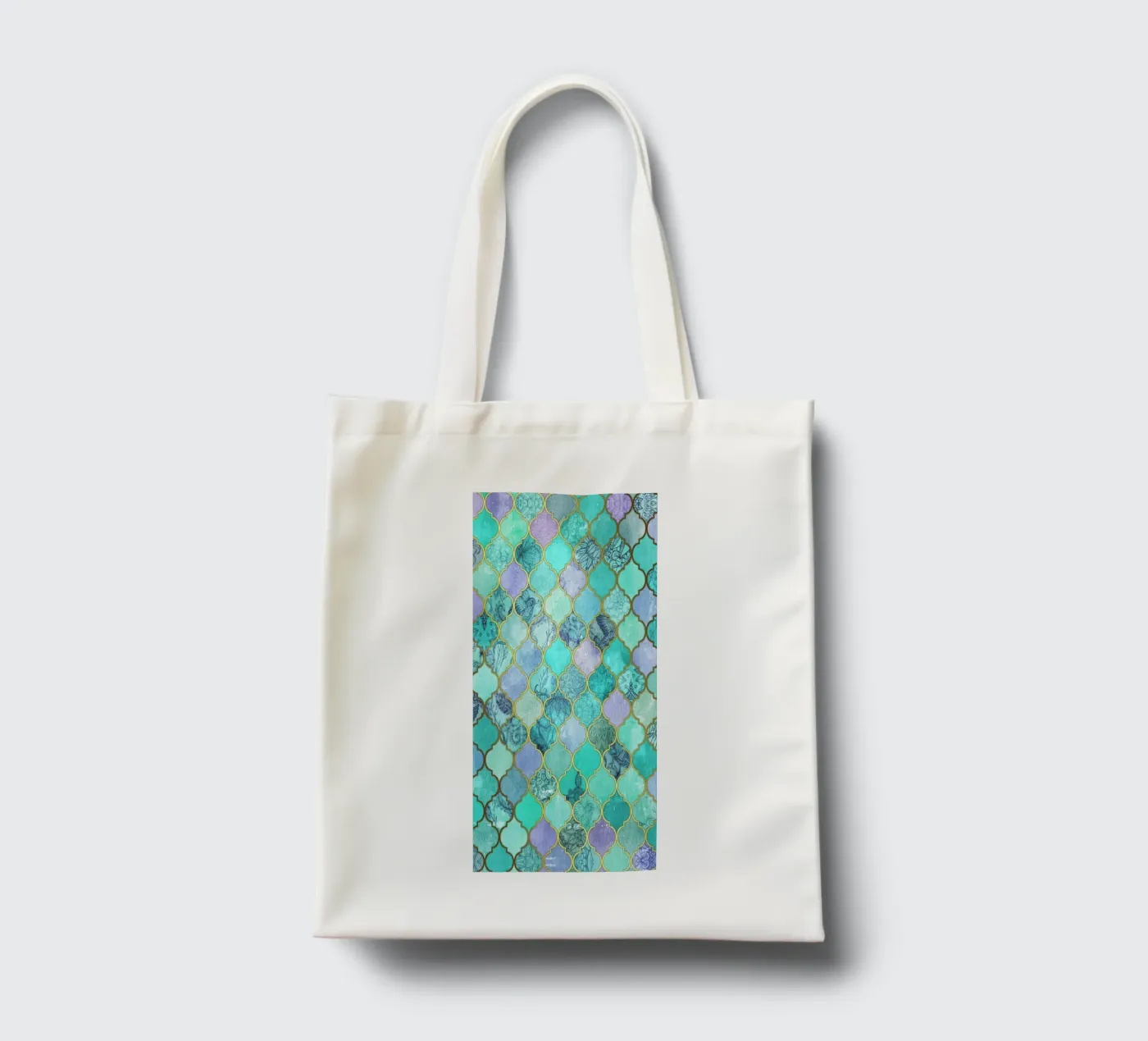 Mint Moroccan Tile Pattern tote bag by Micklyn Le Feuvre