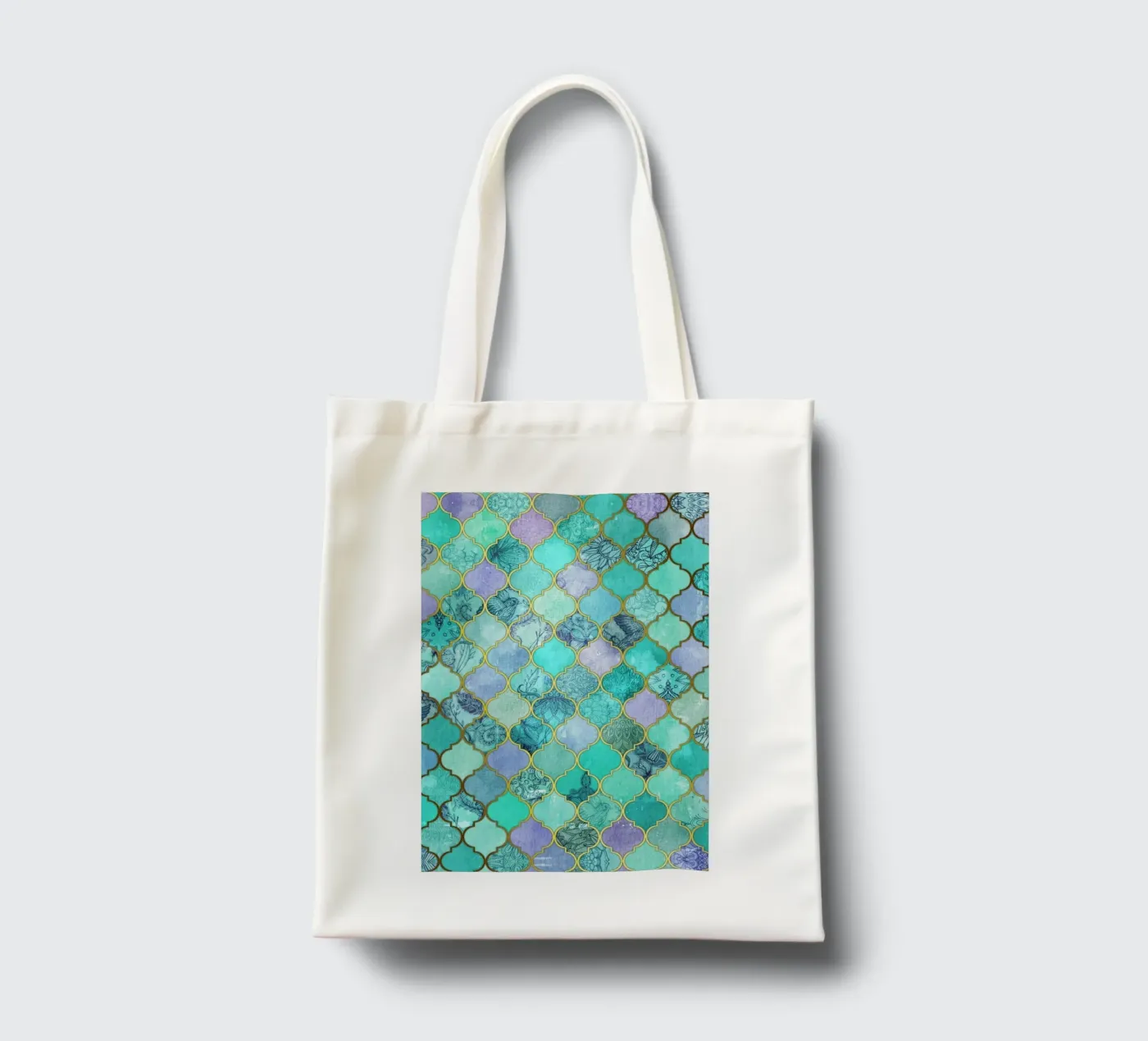 Mint Moroccan Tile Pattern tote bag by Micklyn Le Feuvre