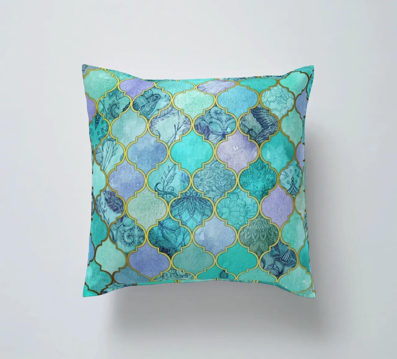 Mint Moroccan Tile Pattern cuscino da Micklyn Le Feuvre