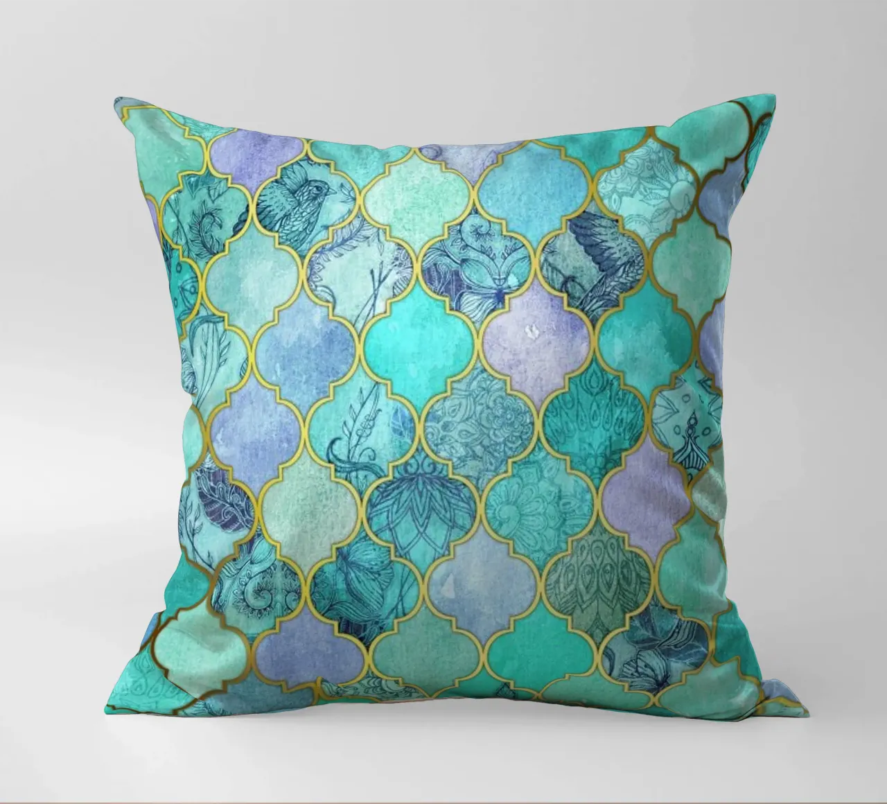 Mint Moroccan Tile Pattern cuscino da Micklyn Le Feuvre