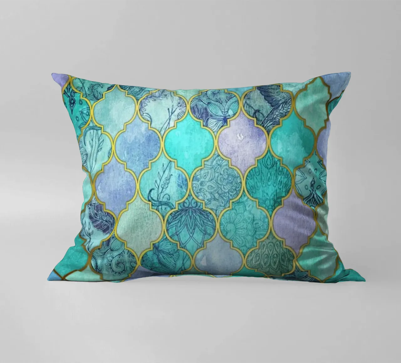 Mint Moroccan Tile Pattern cuscino da Micklyn Le Feuvre