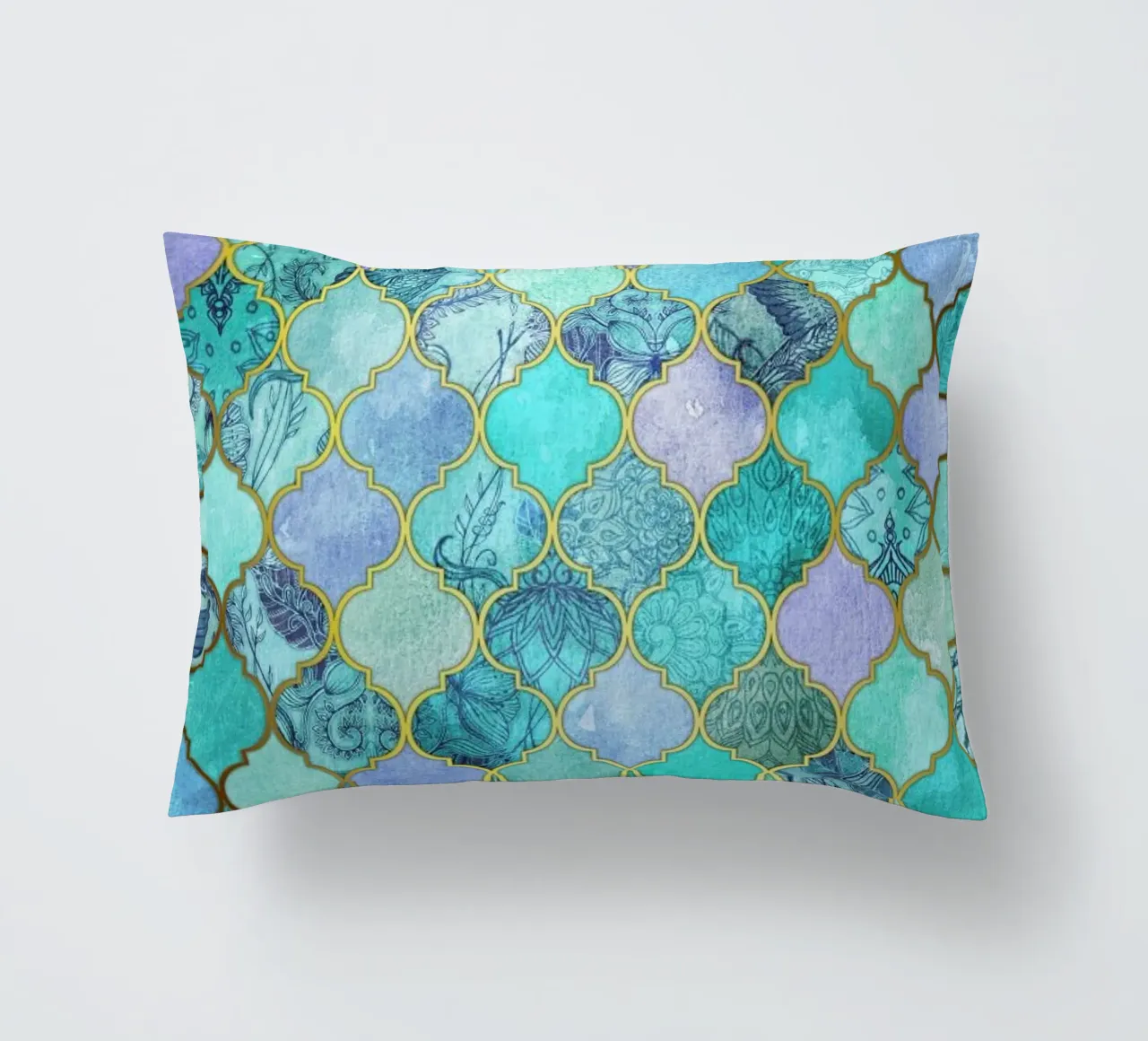 Mint Moroccan Tile Pattern cuscino da Micklyn Le Feuvre