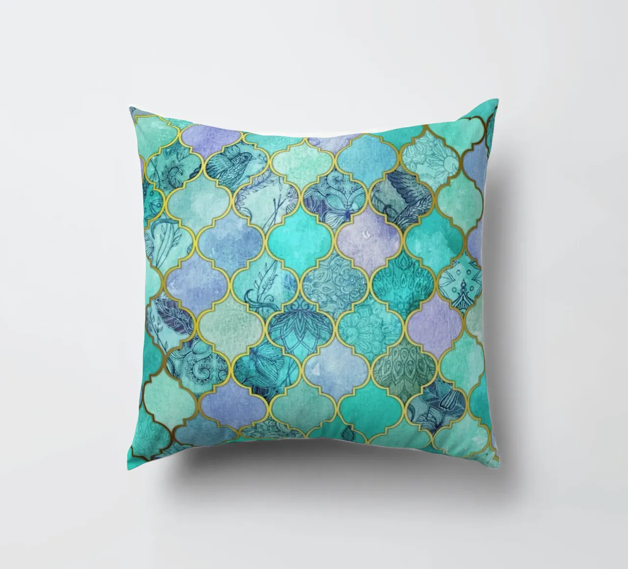 Mint Moroccan Tile Pattern cuscino da Micklyn Le Feuvre