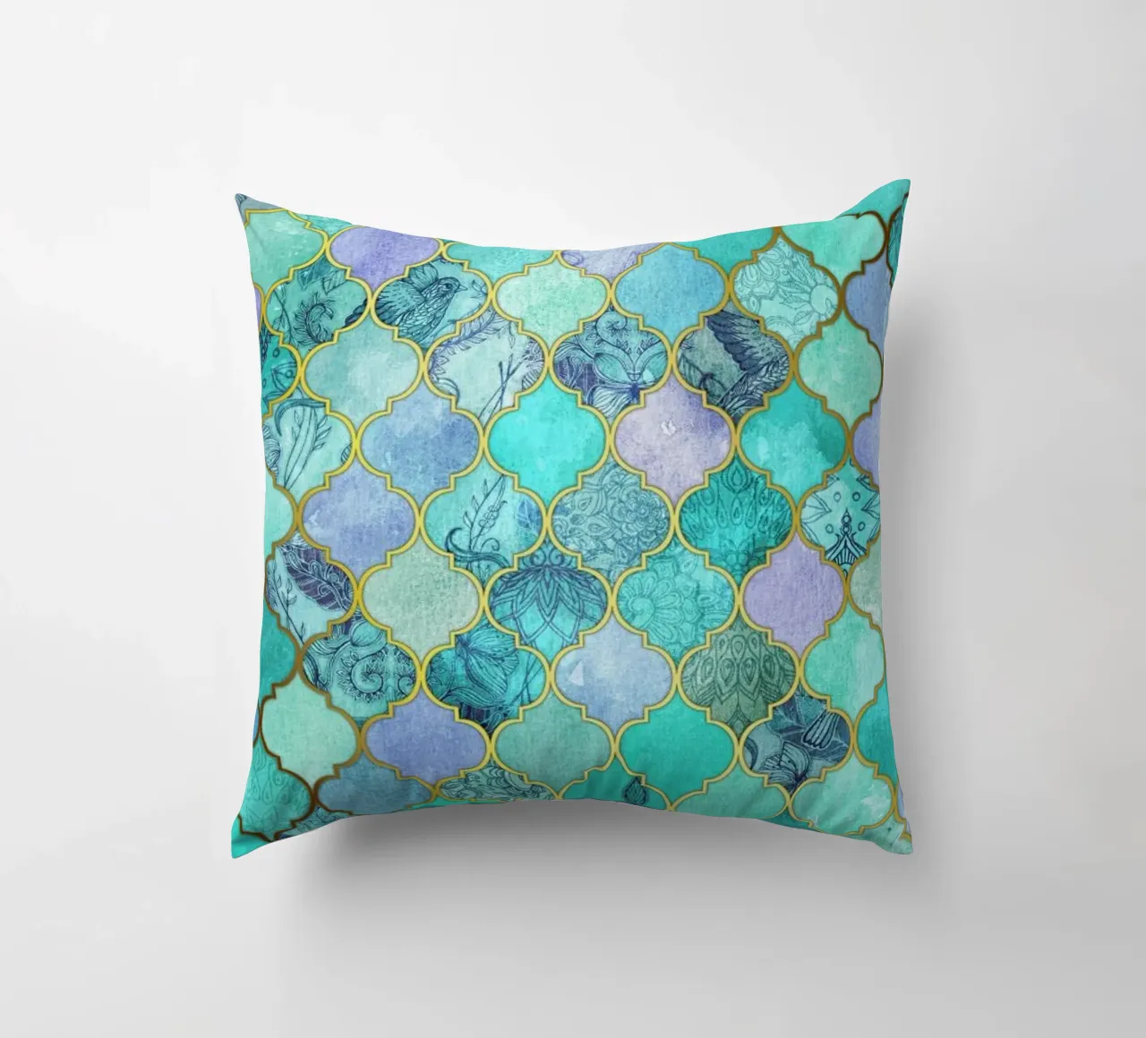 Mint Moroccan Tile Pattern cuscino da Micklyn Le Feuvre