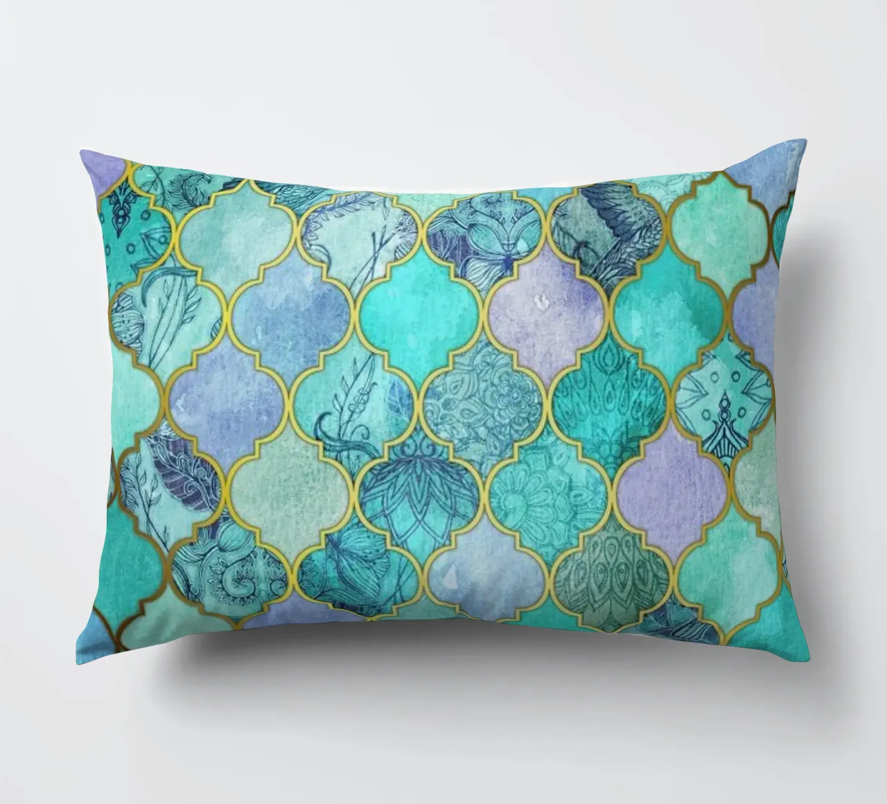 Mint Moroccan Tile Pattern cuscino da Micklyn Le Feuvre