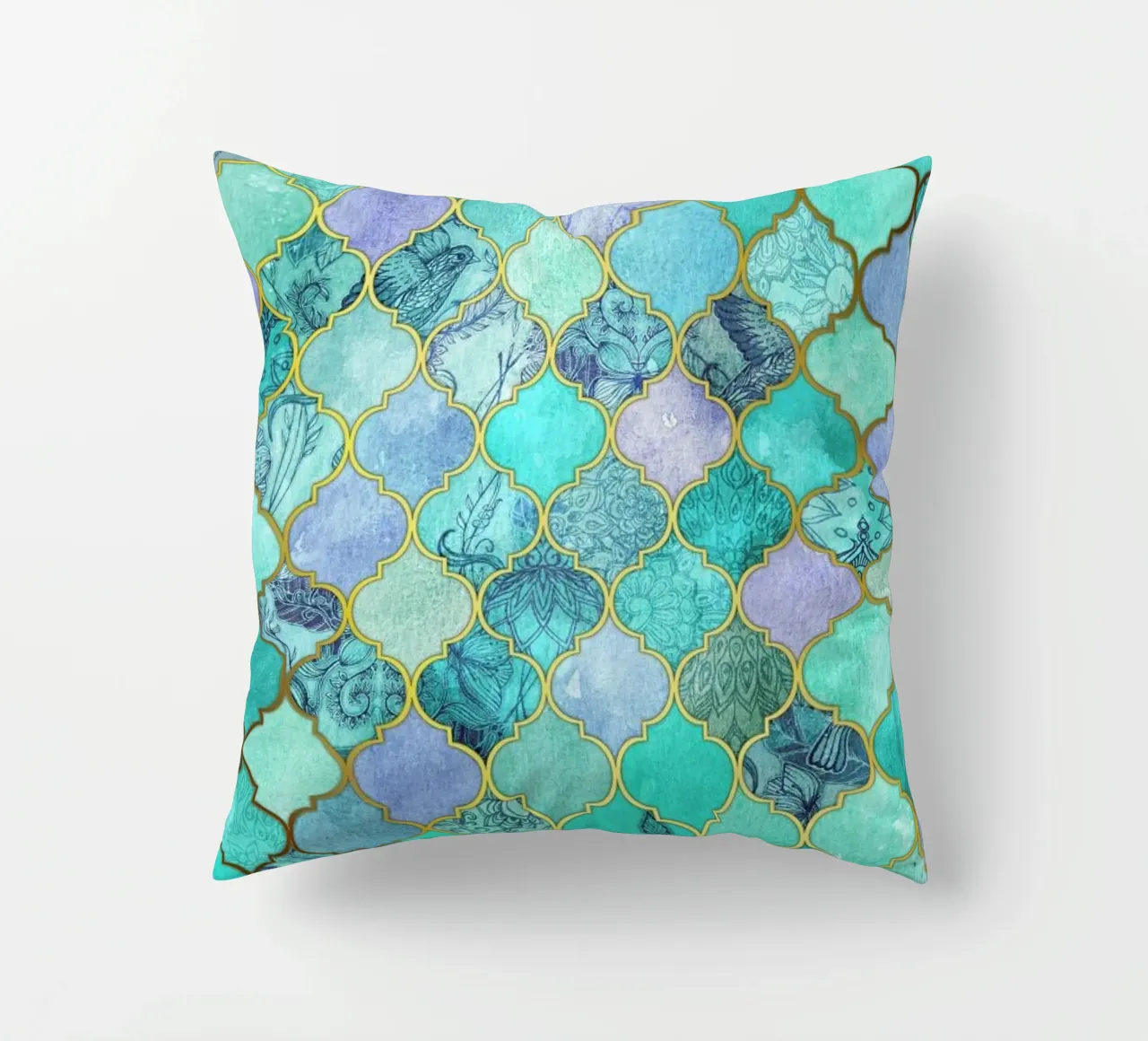 Mint Moroccan Tile Pattern cuscino da Micklyn Le Feuvre