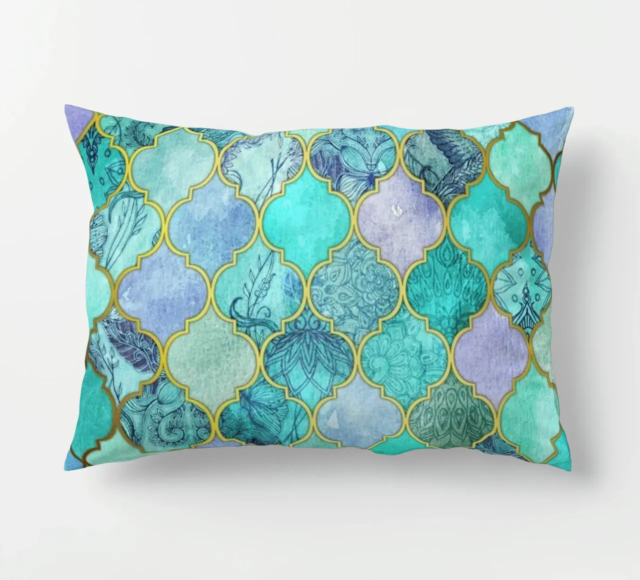 Mint Moroccan Tile Pattern cuscino da Micklyn Le Feuvre