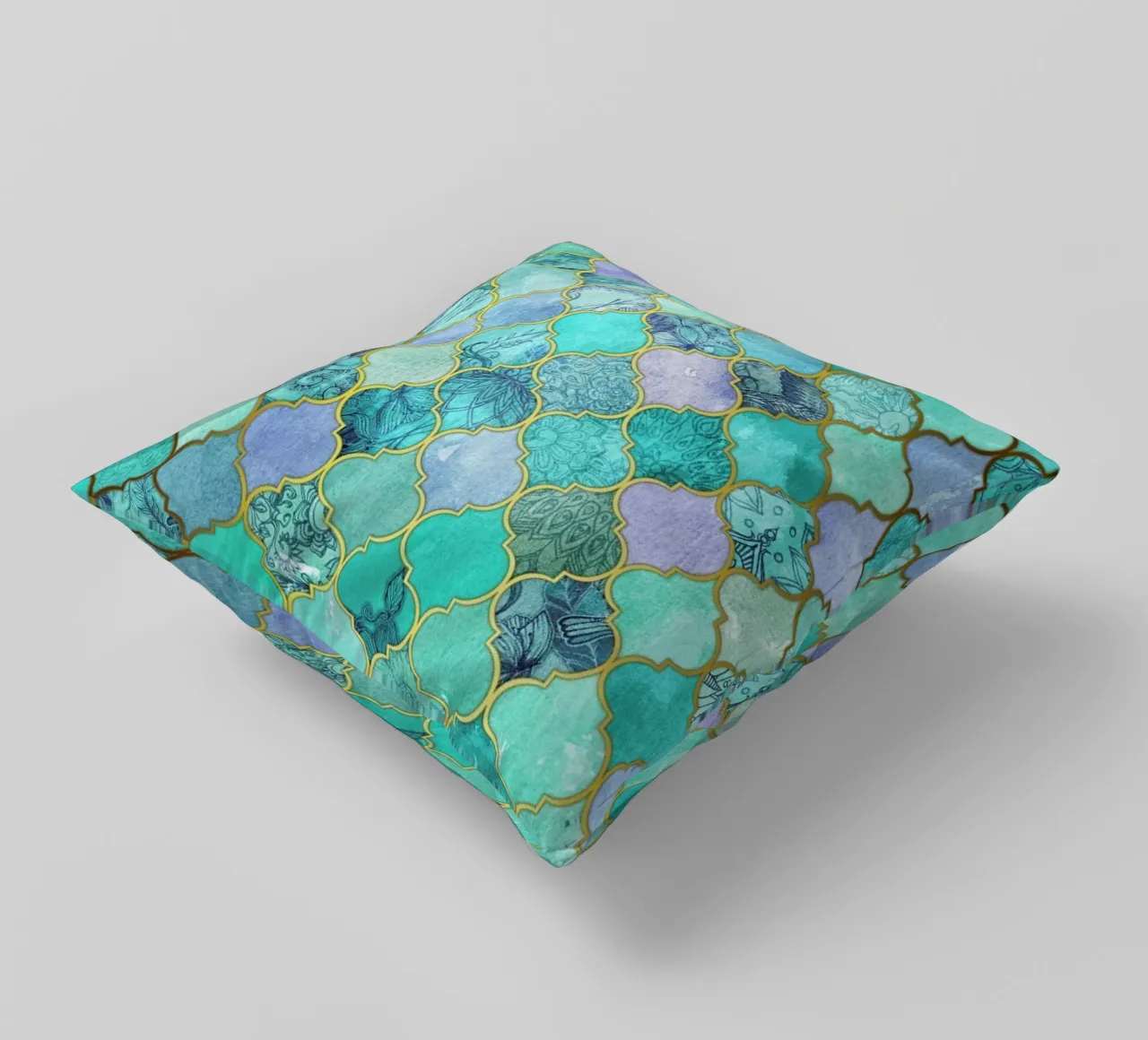 Mint Moroccan Tile Pattern cuscino da Micklyn Le Feuvre